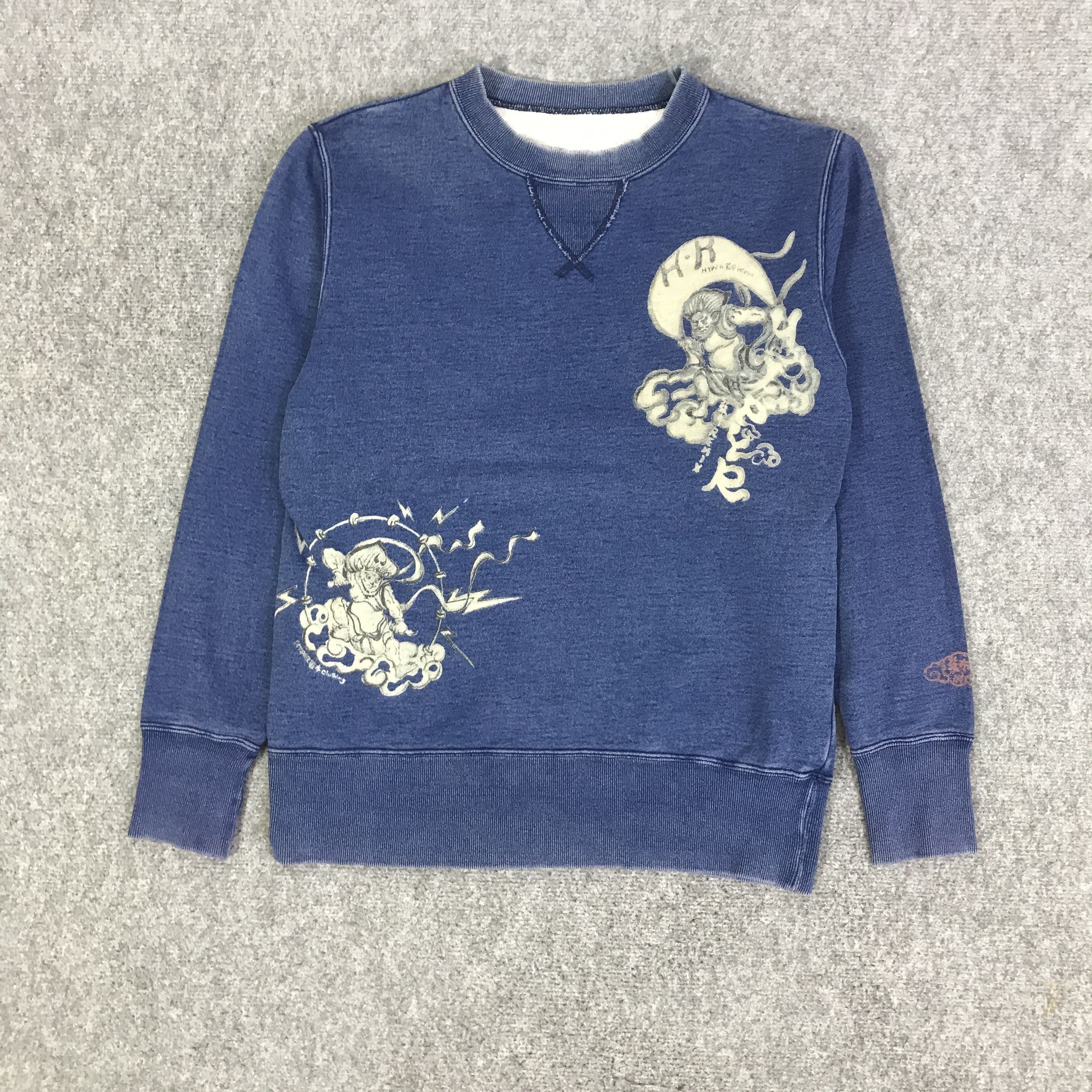 Japanese Brand JAPAN INDIGO HYPER REMIX RARE DESIGN SWEATSHIRT K87B8 Size US M / EU 48-50 / 2 - 1 Thumbnail
