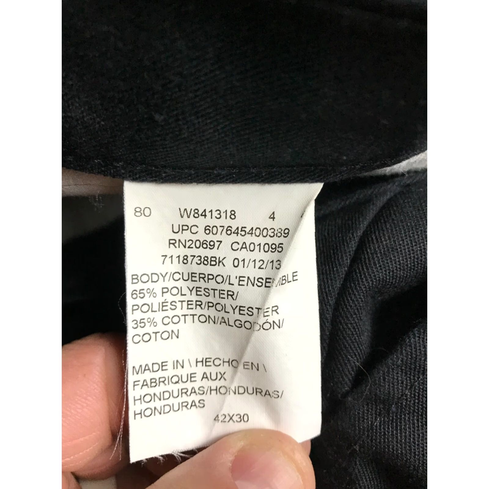 Dickies Dickies Pants, Men's Size 42x30, Black, Work Pants, Straight Leg, Dress Pants, Regular Fit, Flat Front, Polyester, 30 Inseam, 42, Mens Size US 42 / EU 58 - 7 Thumbnail