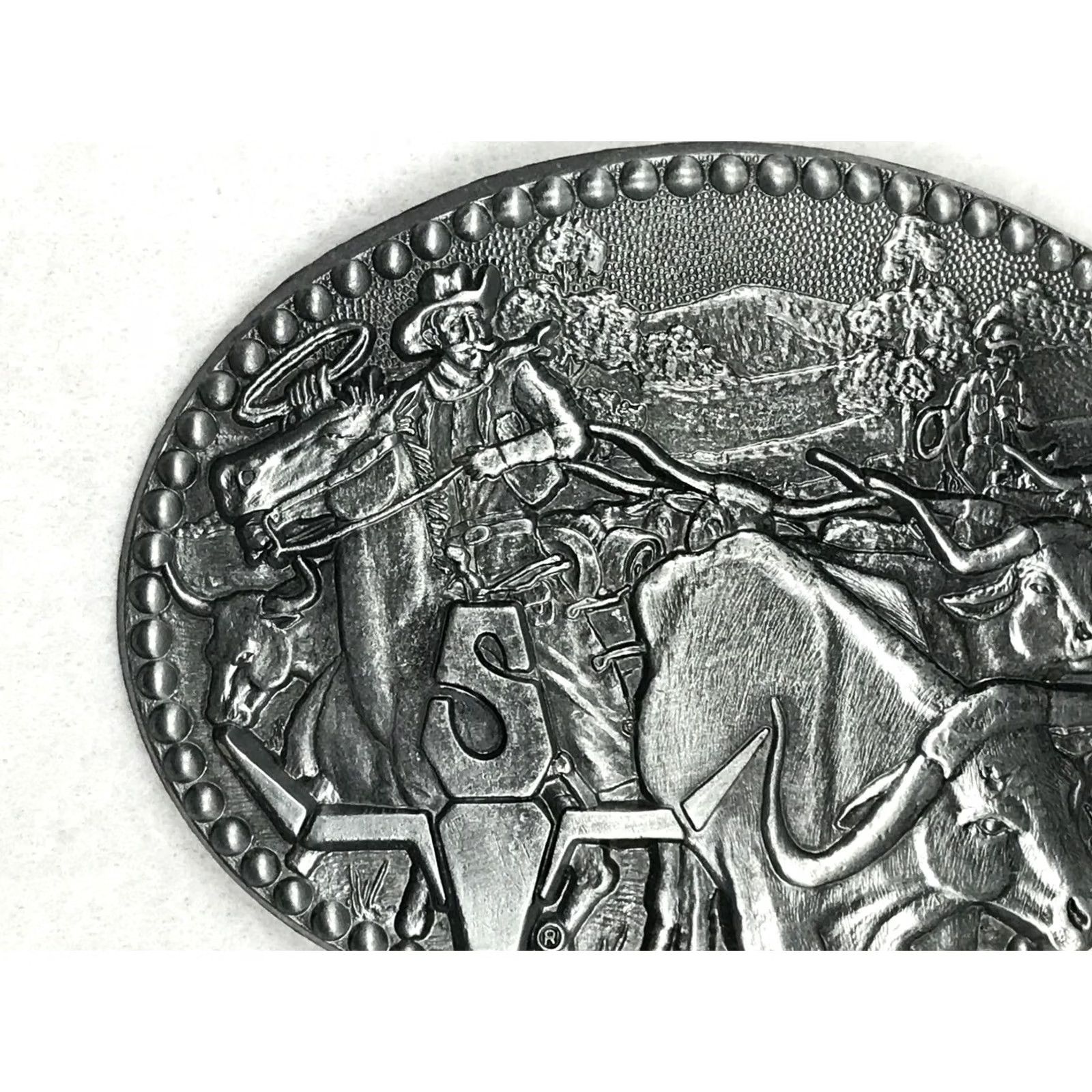Vintage VINTAGE SHEPLERS COWBOY BULL PEWTER AWARD DESIGN MEDALS BELT BUCKLE horse 80s Mens Size ONE SIZE - 3 Thumbnail
