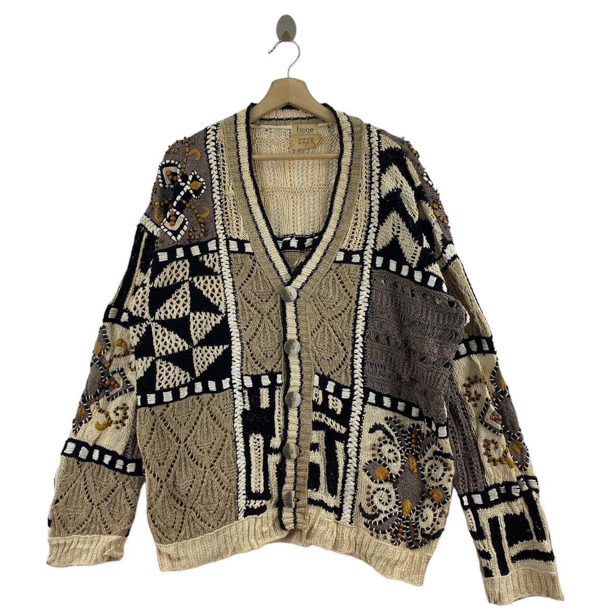 Image of Ficce By Yoshiyuki Konishi Hand Knit Buttonup, Men's (Size XL)