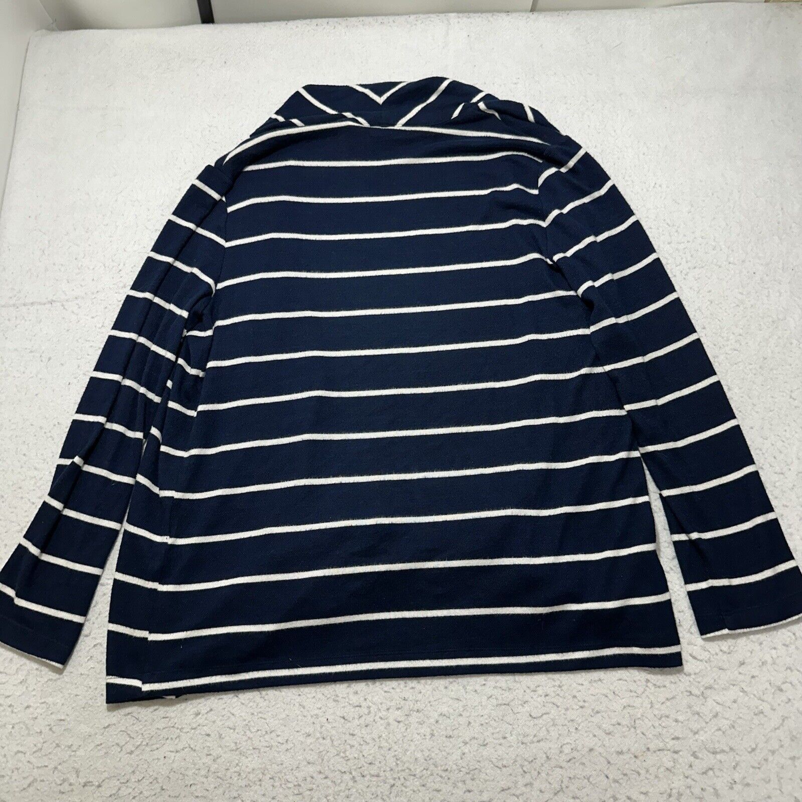 Chicos Chico's Medium Open Front Cardigan Sweater Navy Blue White Size M / US 6-8 / IT 42-44 - 10 Thumbnail