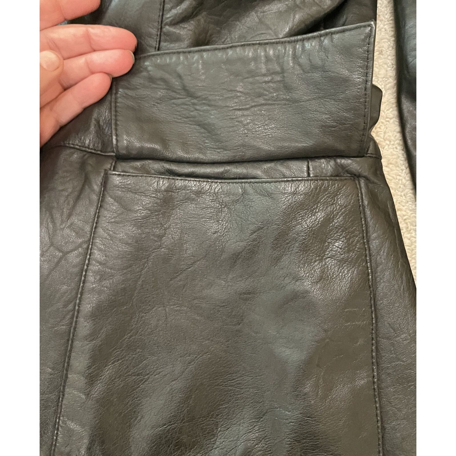 Double D Ranch Double D Ranch Black Leather Military Jacket L Pockets Size L / US 10 / IT 46 - 12 Thumbnail