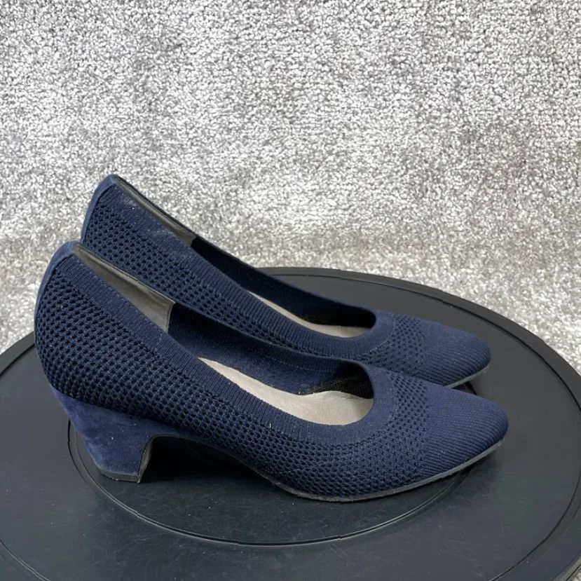 Eileen Fisher Eileen Fisher Kiss Pump Heels Womens Size 7.5 Navy Blue Cuban Stretch Size US 7.5 / IT 37.5 - 4 Thumbnail