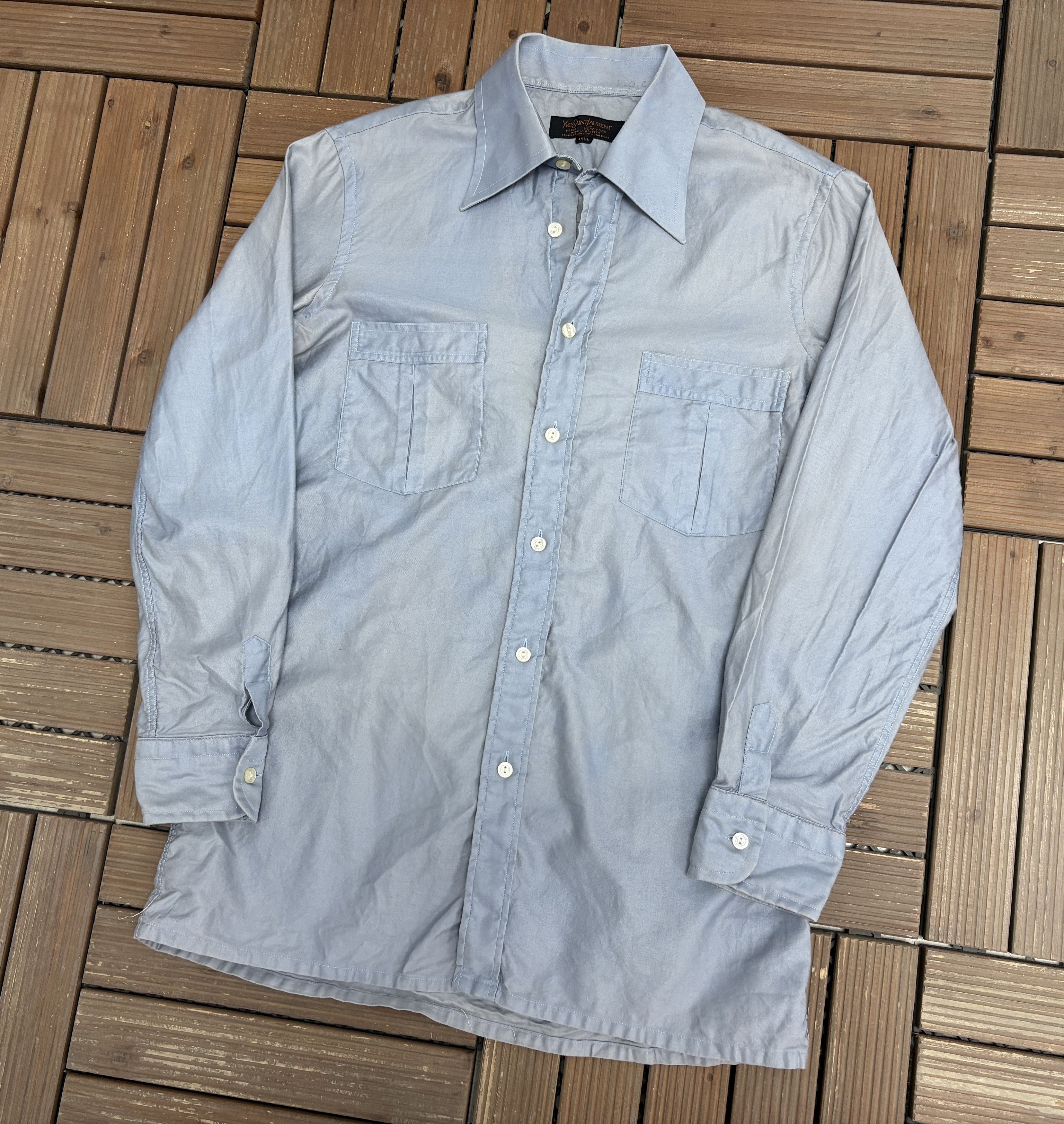 Yves Saint Laurent Yves Saint Laurent Vintage Blue Button Down Shirt Size US M / EU 48-50 / 2 - 3 Thumbnail