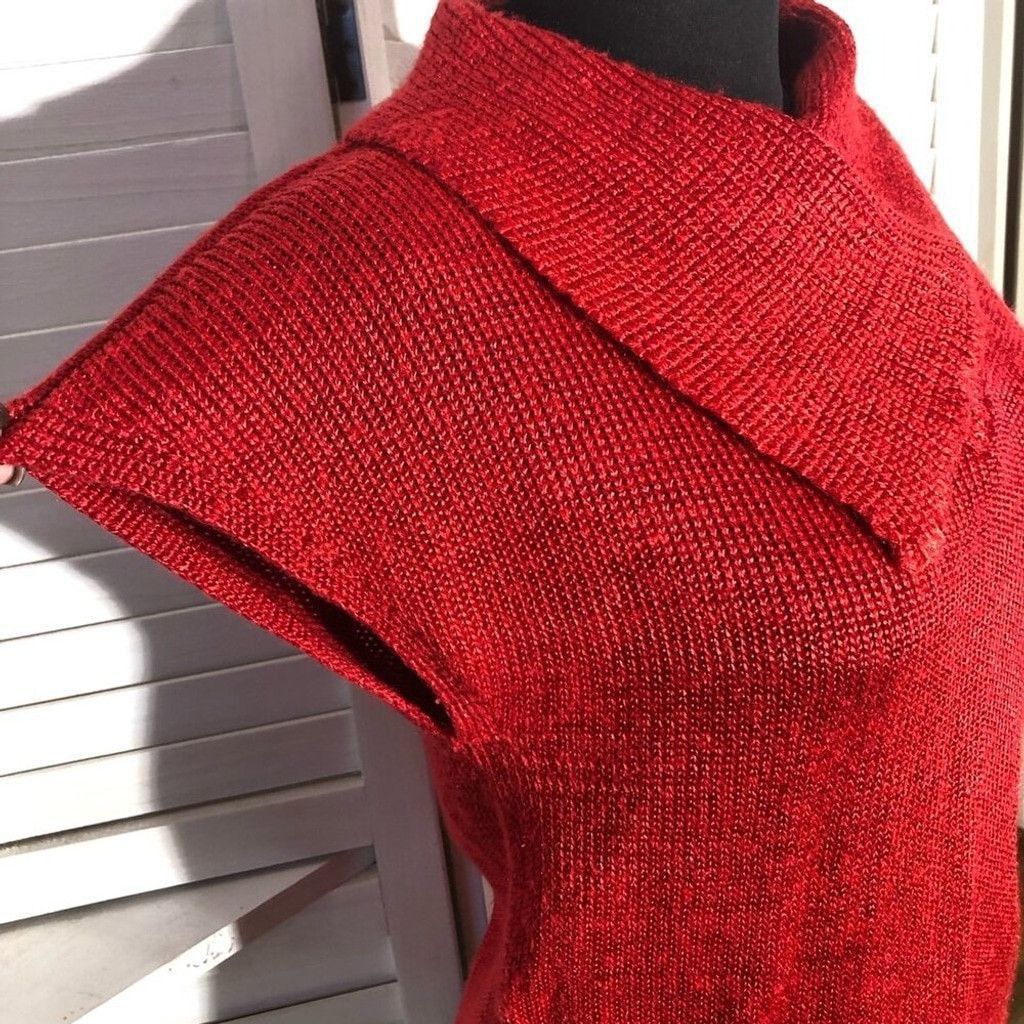 Vintage 90s Koret Knit Blouse Sweater Collar Short Sleeves Red sz S Size S / US 4 / IT 40 - 5 Thumbnail