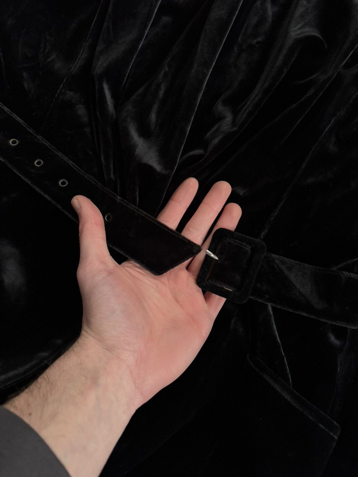 Mugler × Thierry Mugler MUGLER M/L velour velvet jacket blazer + belt vintage coat Size M / US 6-8 / IT 42-44 - 9 Thumbnail