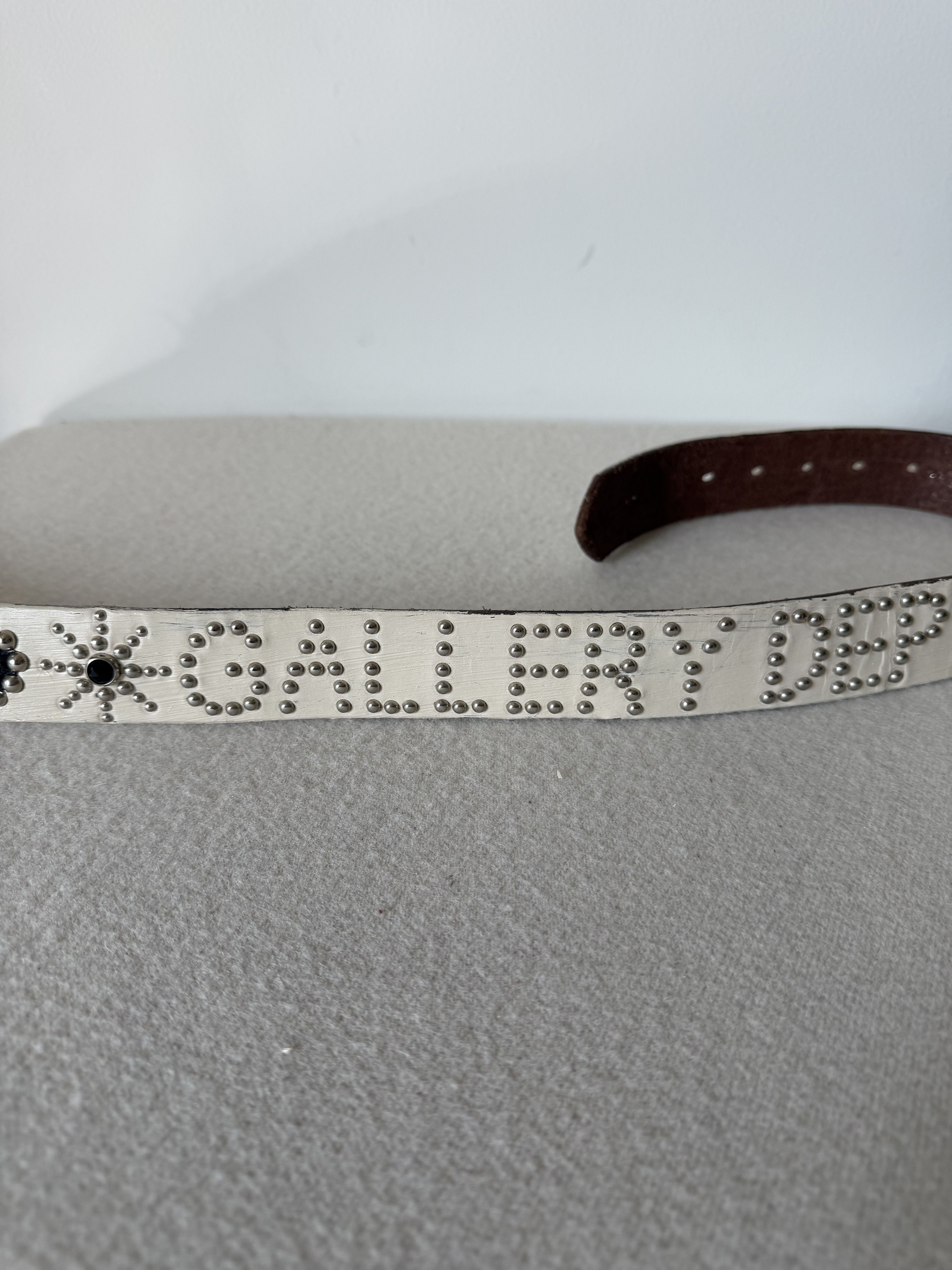 Gallery Dept. Gallery Dept. Painted Studded Leather Belt in White Size 32 - 3 Thumbnail