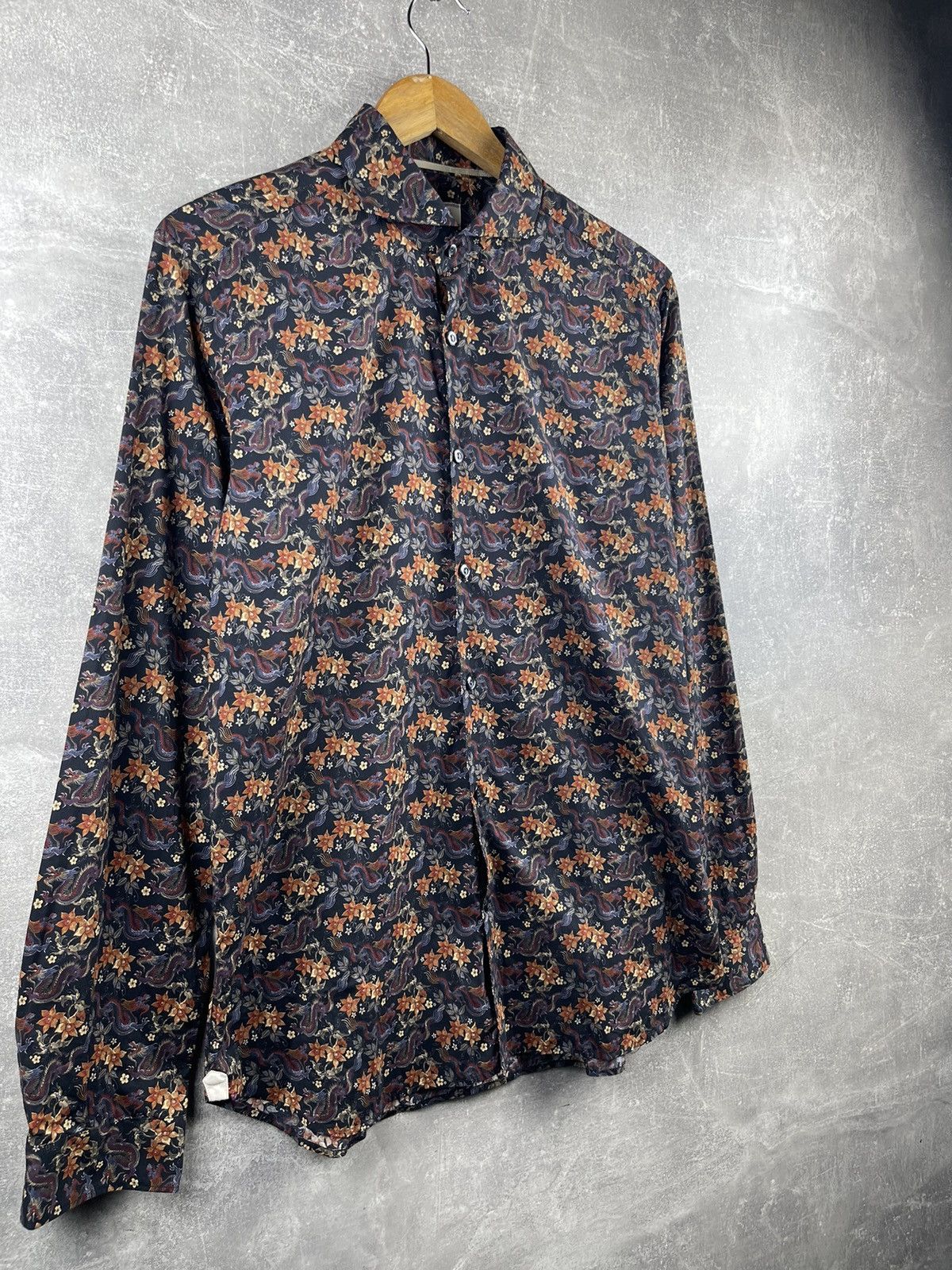 Tintoria Mattei × Vintage Tintaria Mattei Flower Cotton Luxury Slim Shirt Size US XS / EU 42 / 0 - 3 Thumbnail