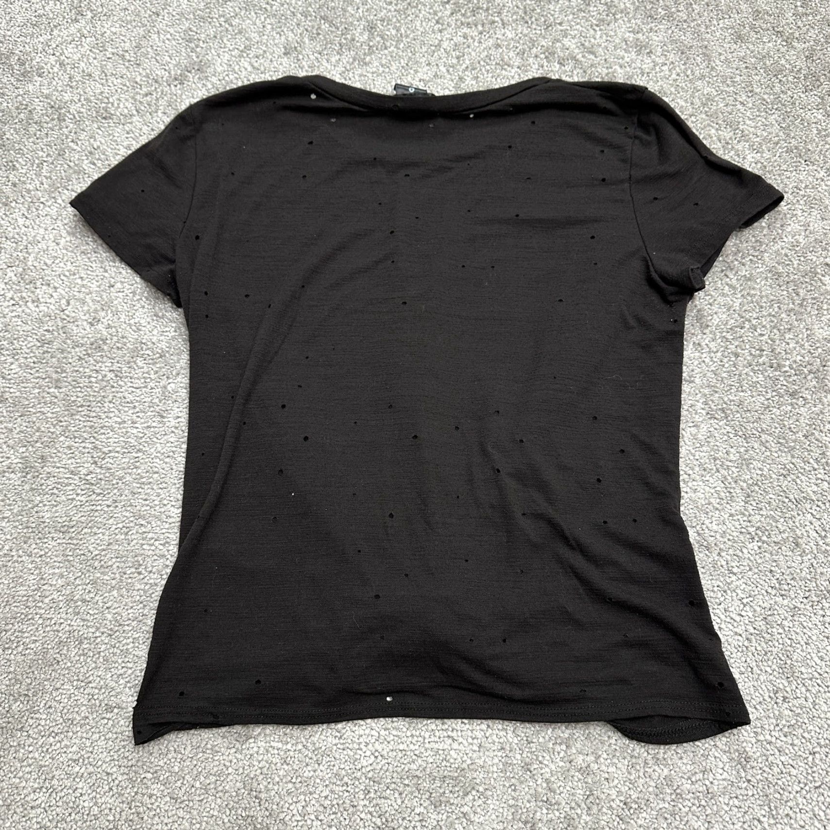 AQUA Aqua Blouse Womens Small Black Short Sleeve Round Neck Twisted Size S / US 4 / IT 40 - 2 Thumbnail