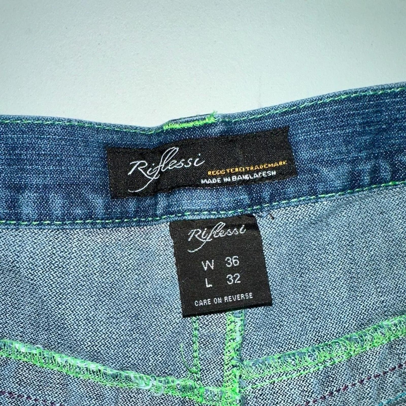 Vintage Vintage baggy y2k riflessi faded blue skater unique design Size US 36 / EU 52 - 5 Thumbnail