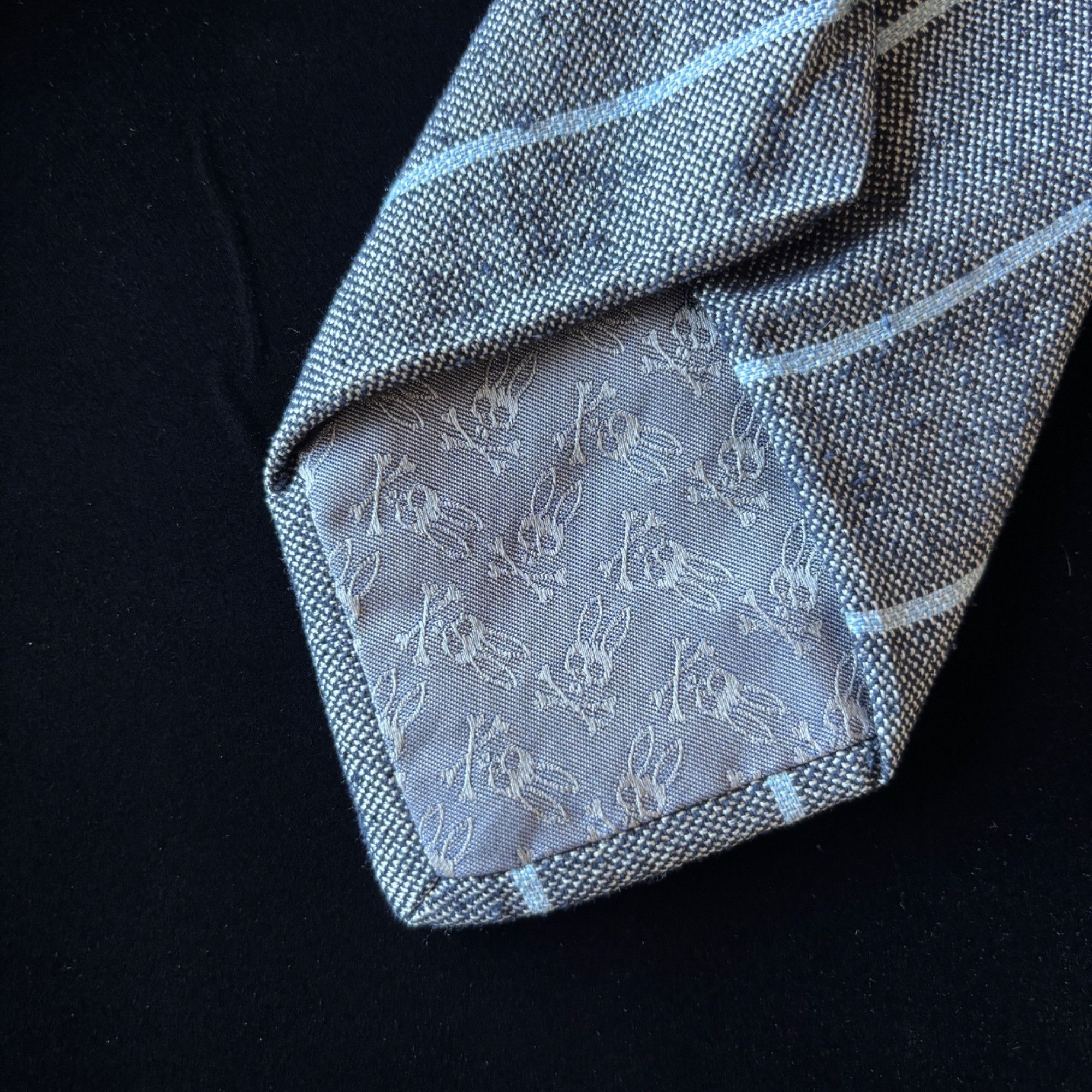 Psycho Bunny Psycho Bunny Tie Gray Pinstripe Silk Made in USA Skull Cross Size ONE SIZE - 3 Thumbnail
