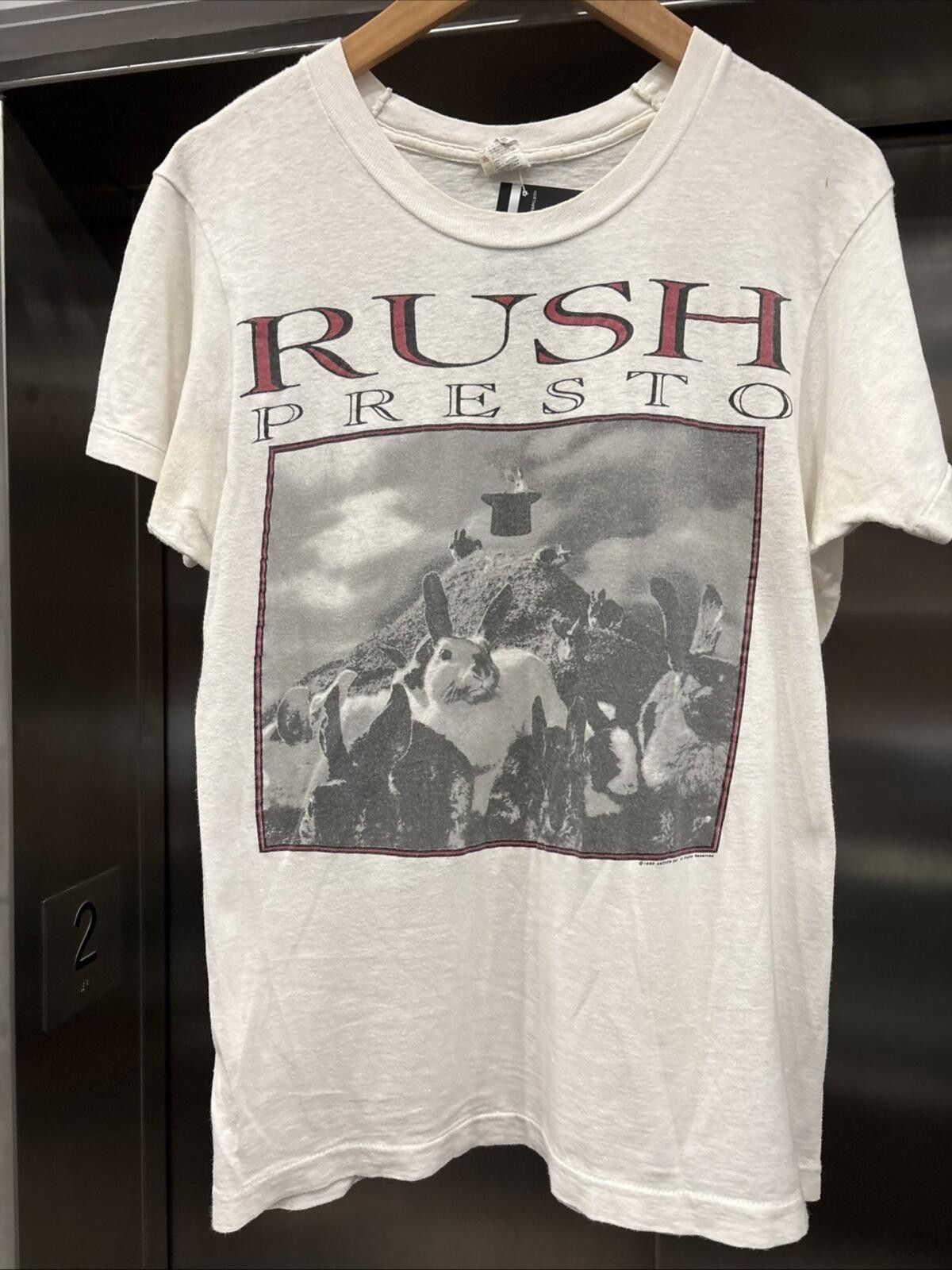 Fruit Of The Loom Vintage 80’s White Rush Presto North American Tour T-shirt Size US M / EU 48-50 / 2 - 1 Thumbnail