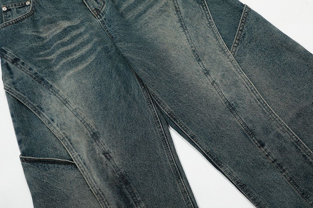 Vintage American retro washed distressed patchwork jeans Size US 32 / EU 48 - 5 Thumbnail