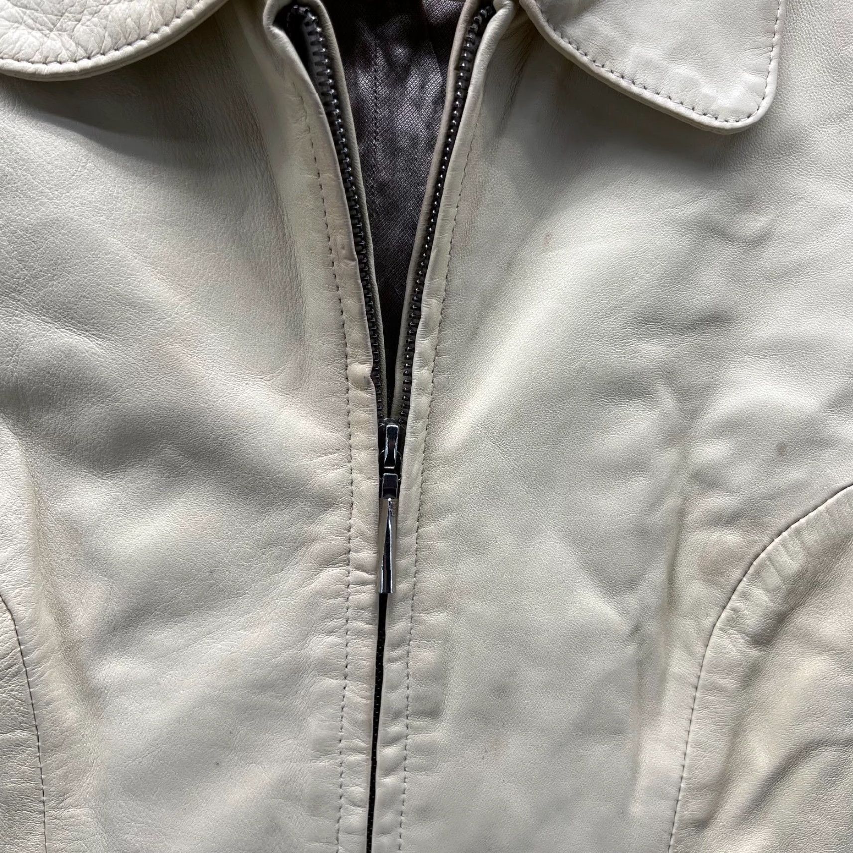 Vintage Maus & Hoffman Leather Jacket Women 10 Yellow Zip Front Pockets Italy Leather Lining Solid Vintage No Size L / US 10 / IT 46 - 3 Thumbnail