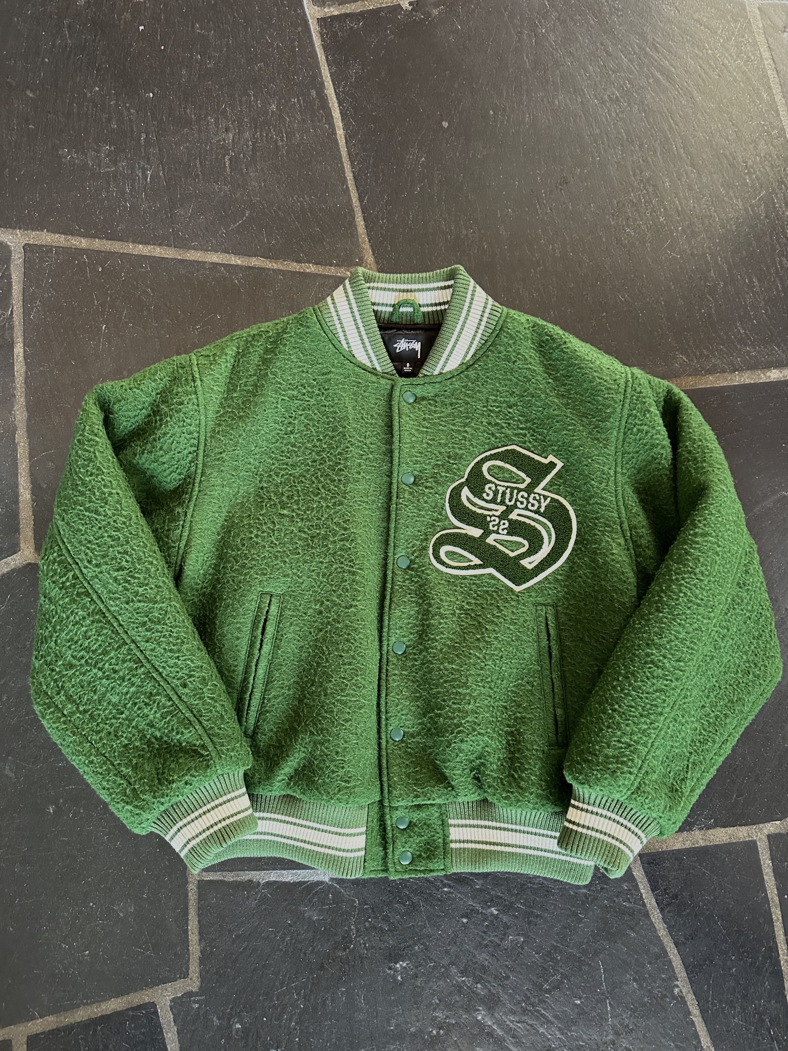 image of Stussy Casentino Wool Varsity in Green, Men's (Size Small)