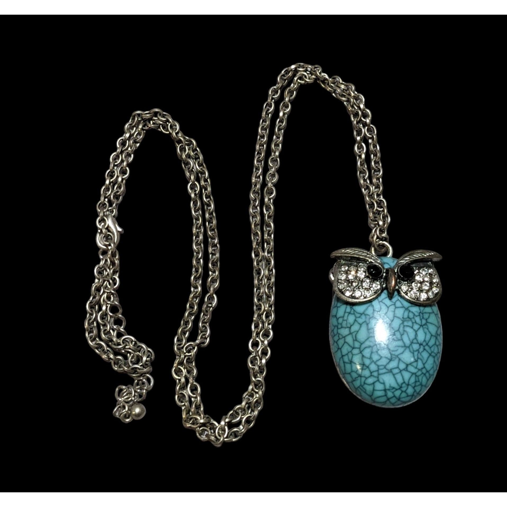 Other Turquoise Rhinestone Owl Necklace Size ONE SIZE - 1 Thumbnail