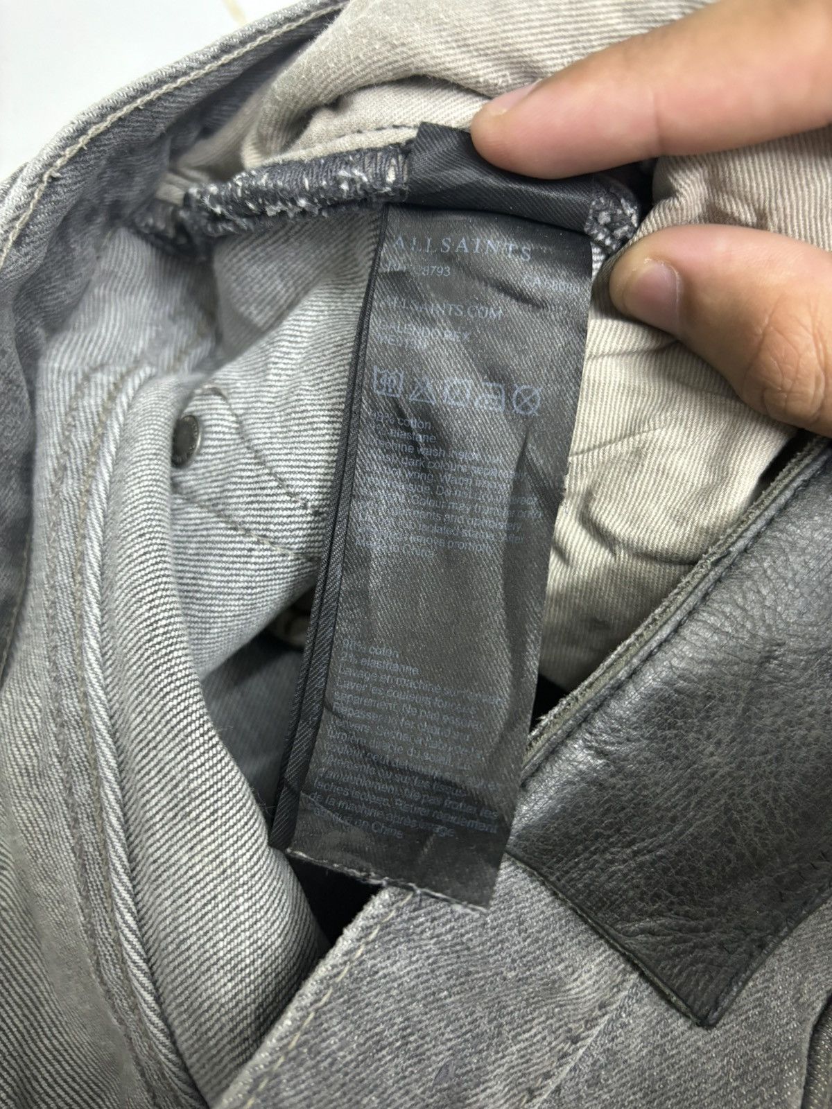 Allsaints 🔥ALLSAINTS WAXED BLACK DISTRESSED DENIM JEANS Size US 32 / EU 48 - 13 Thumbnail