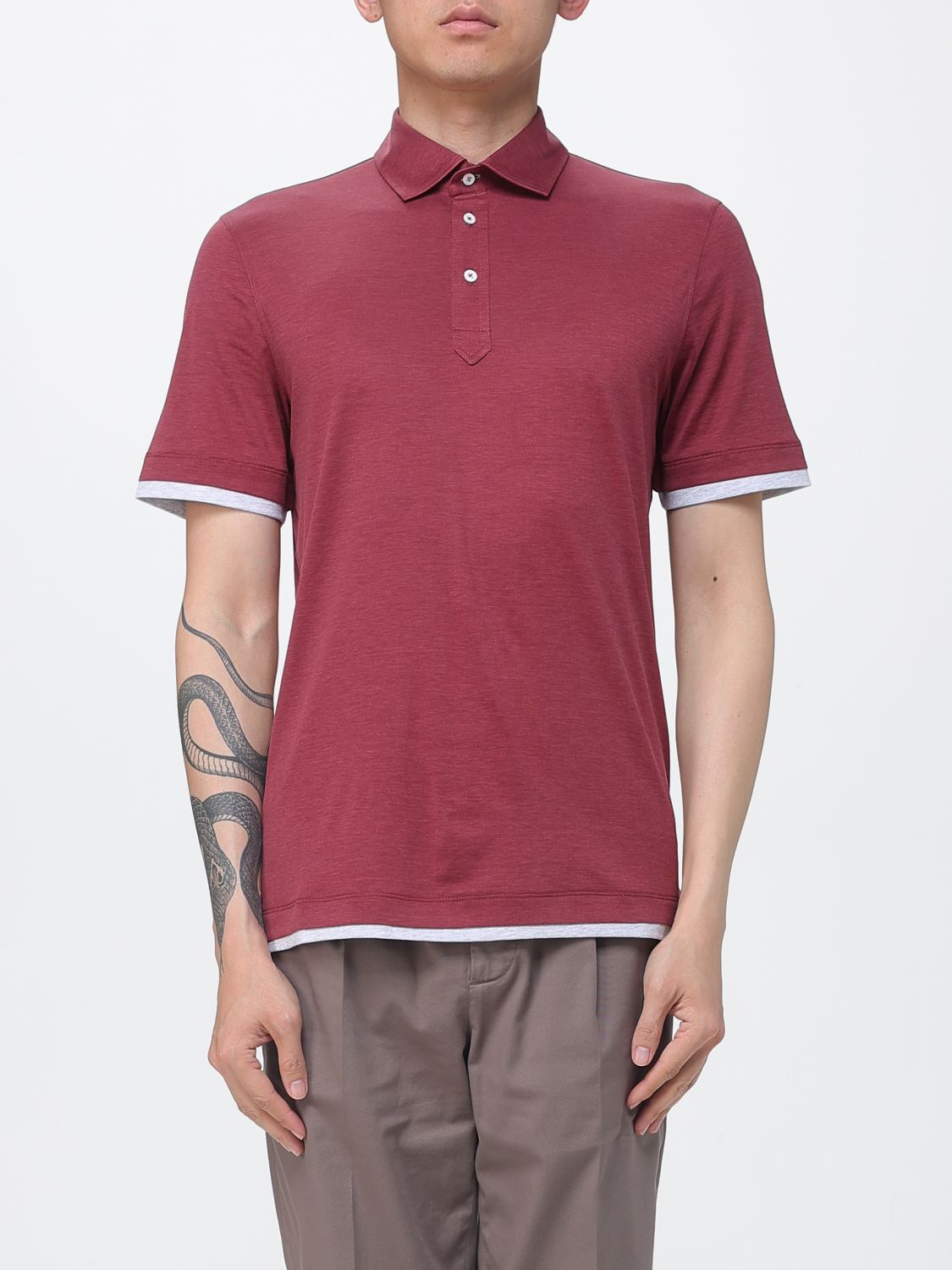 Brunello Cucinelli Brunello Cucinelli Polo Shirt Men Red Size US S / EU 44-46 / 1 - 1 Thumbnail