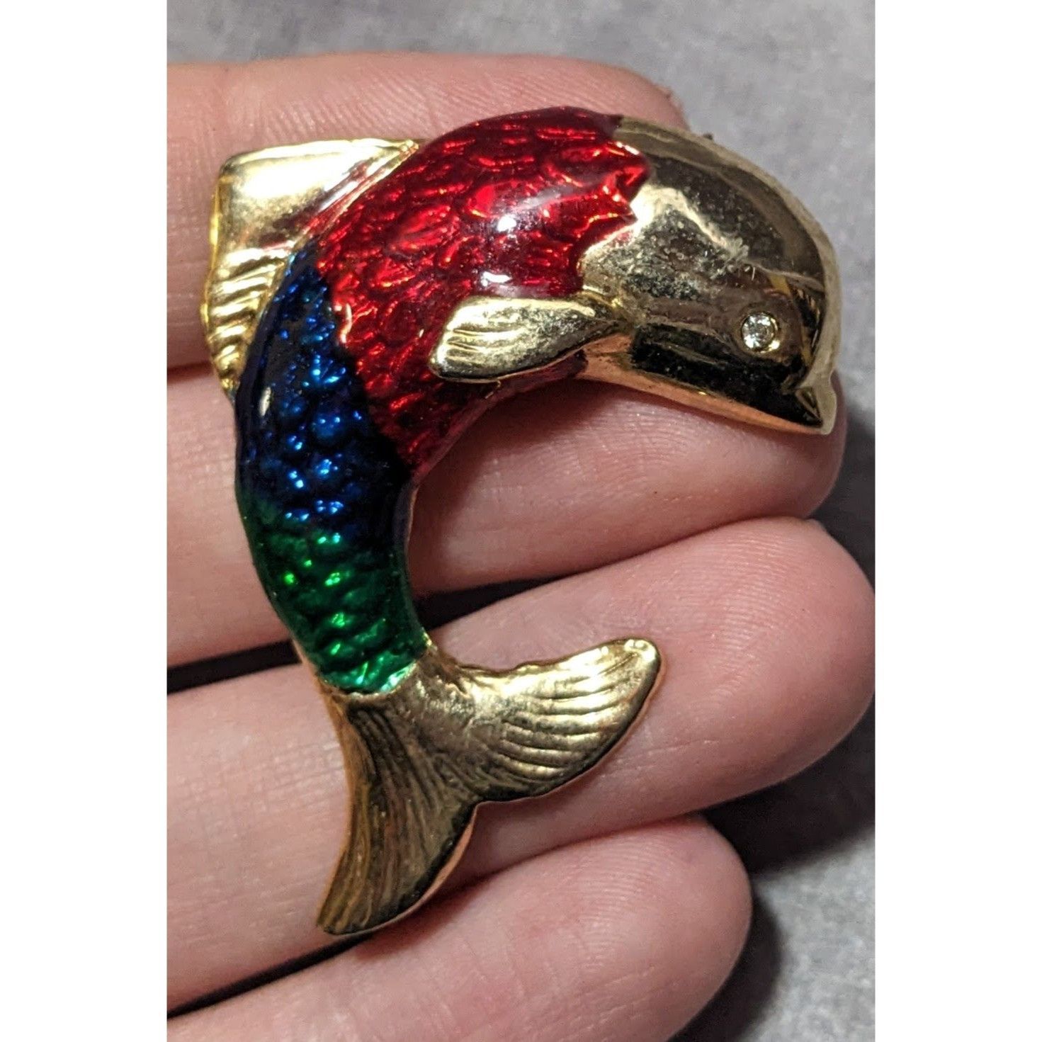 Other Vintage Gold Tone Rainbow Enamel Fish Brooch Size ONE SIZE - 5 Thumbnail
