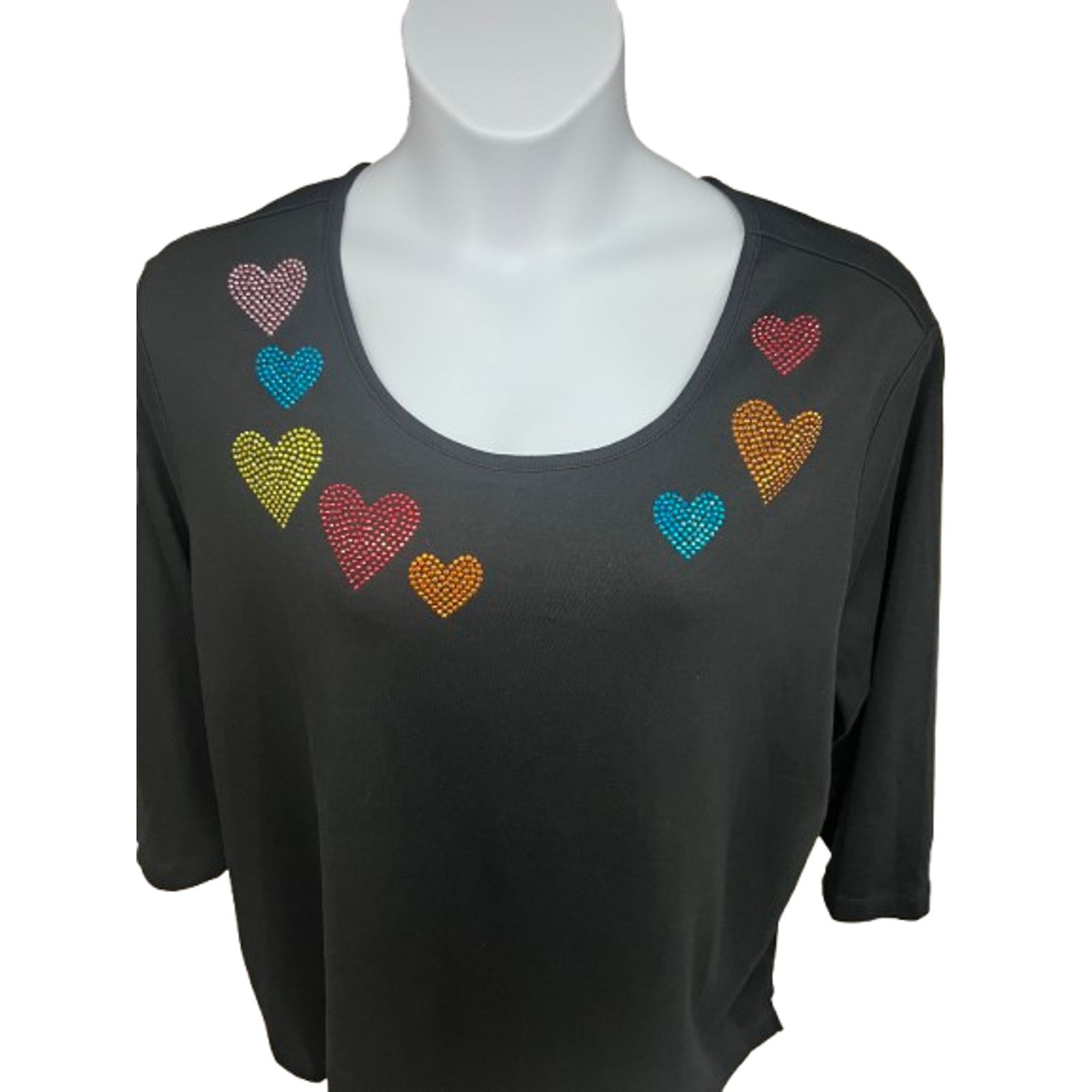 Quacker Factory Quacker Factory Black Pullover Top Womens 3X Rhinestones New Size 3XL / US 20-22 - 4 Thumbnail