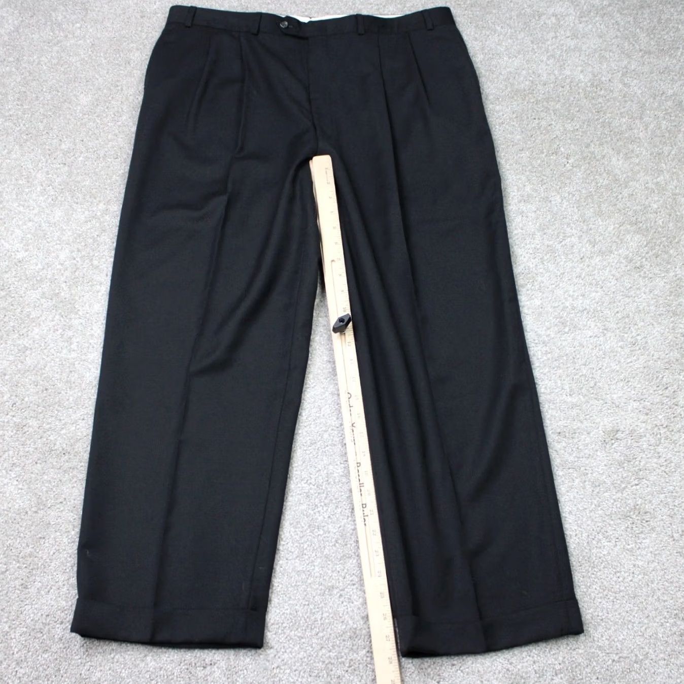 Ralph Lauren LAUREN Ralph Lauren Pants Men 38 x 28 Black Wool Pleated Cuffed 100% Wool Dress Pants Regular fit Mens Straight Leg Classic Size US 38 / EU 54 - 2 Thumbnail