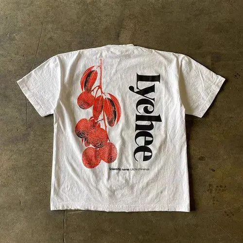 Japanese Brand × Vintage White retro loose lychee print cotton t-shirt Size US M / EU 48-50 / 2 - 3 Thumbnail