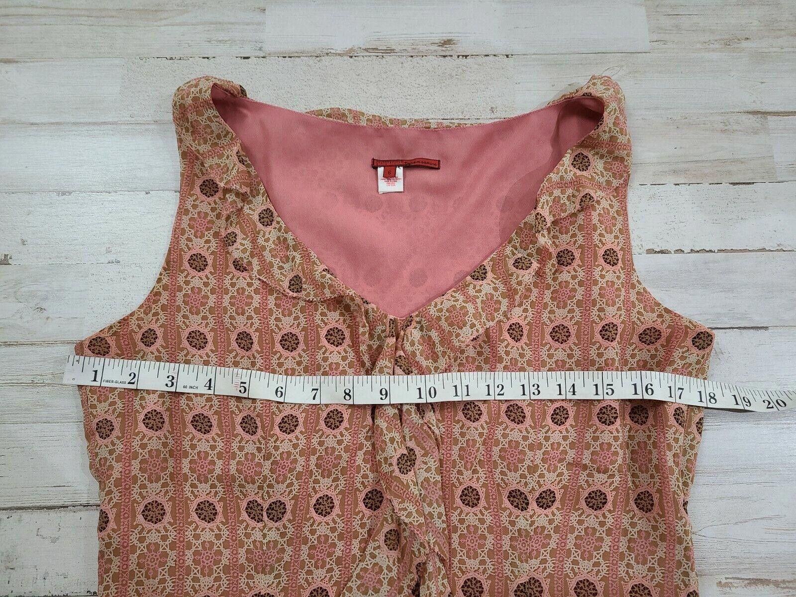 Designer Tape Measure Tank Top 6 V Neck 100% Silk Layered Floral Boho Size M / US 6-8 / IT 42-44 - 4 Thumbnail
