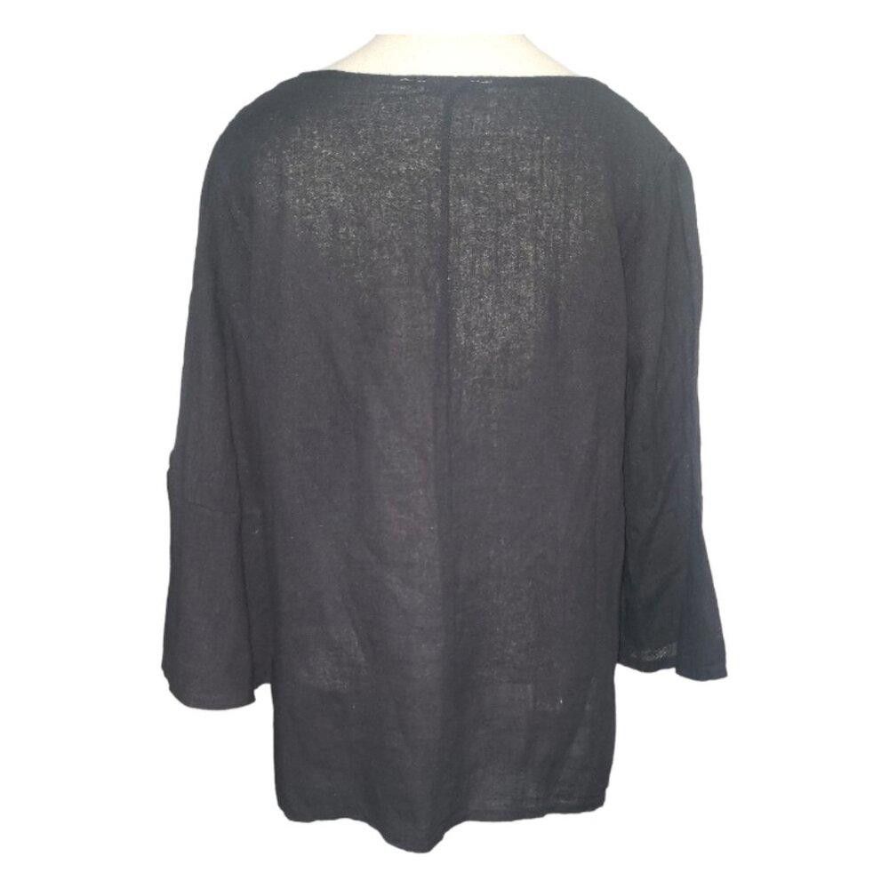Designer CT1699 Gigi Moda Gianni Black Bell Sleeve Blouse S/M Size S / US 4 / IT 40 - 5 Thumbnail