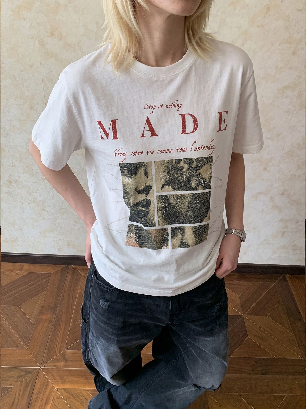 Japanese Brand Washed Retro Cleanfit Face Print T-shirt Size US M / EU 48-50 / 2 - 1 Thumbnail