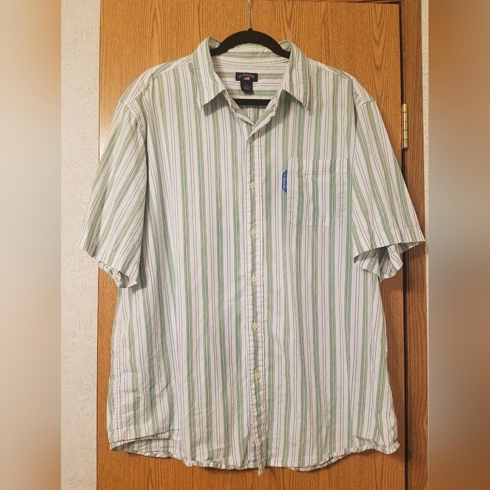 U.S. Polo Assn. US Polo Assn Casual Green/Blue Striped Shirt Size XL Size US XL / EU 56 / 4 - 1 Thumbnail
