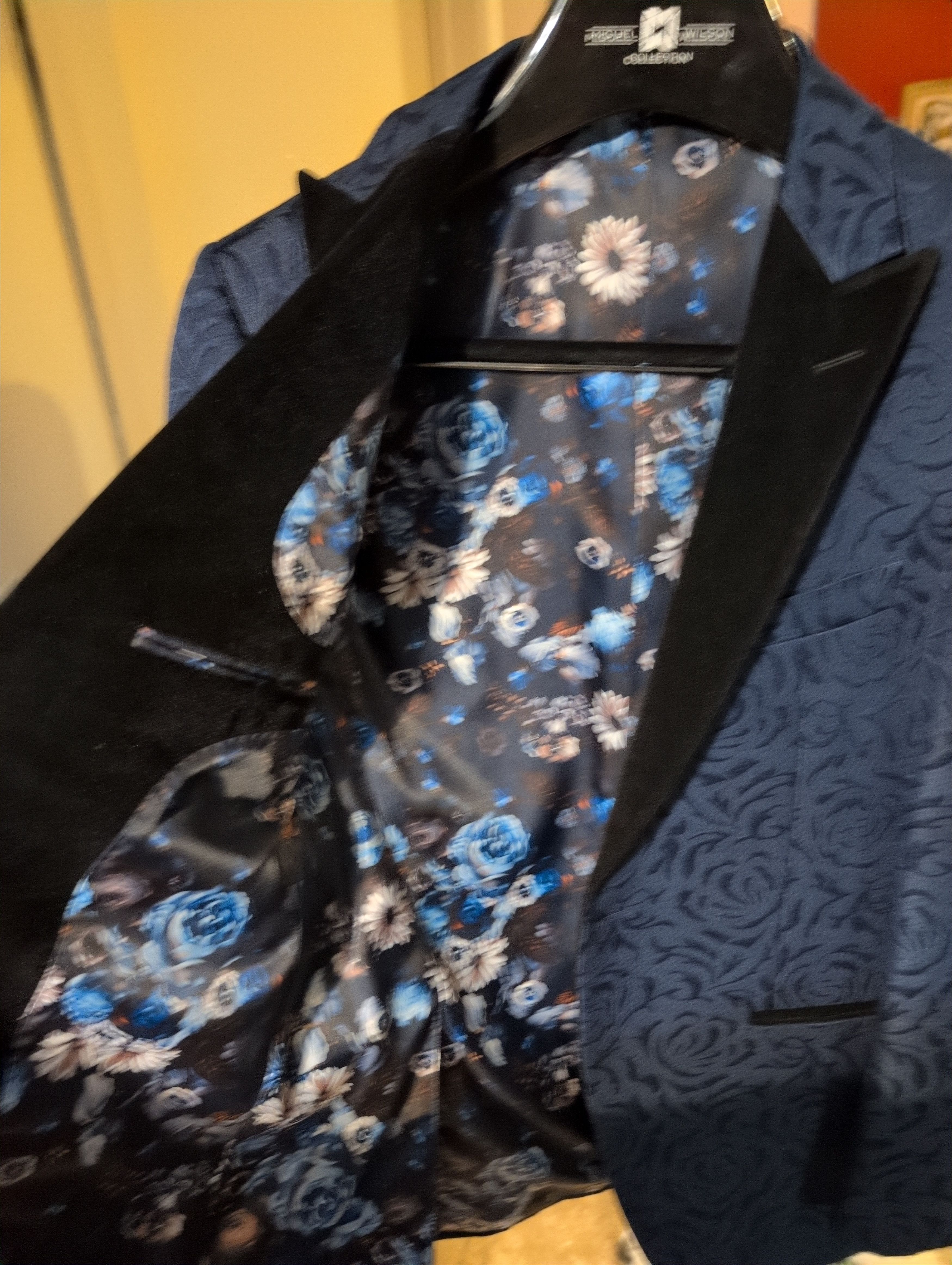 Other Miguel Wilson Blue Rose Pattern Blazer Size 42R - 4 Thumbnail