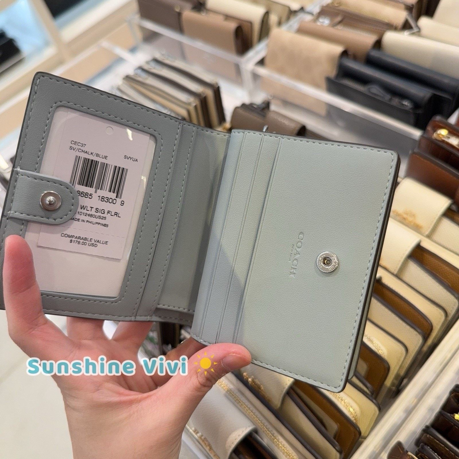 Coach NWT Coach Snap Wallet Canvas CEC37 Silver/CHALK/BLUE Size ONE SIZE - 4 Thumbnail
