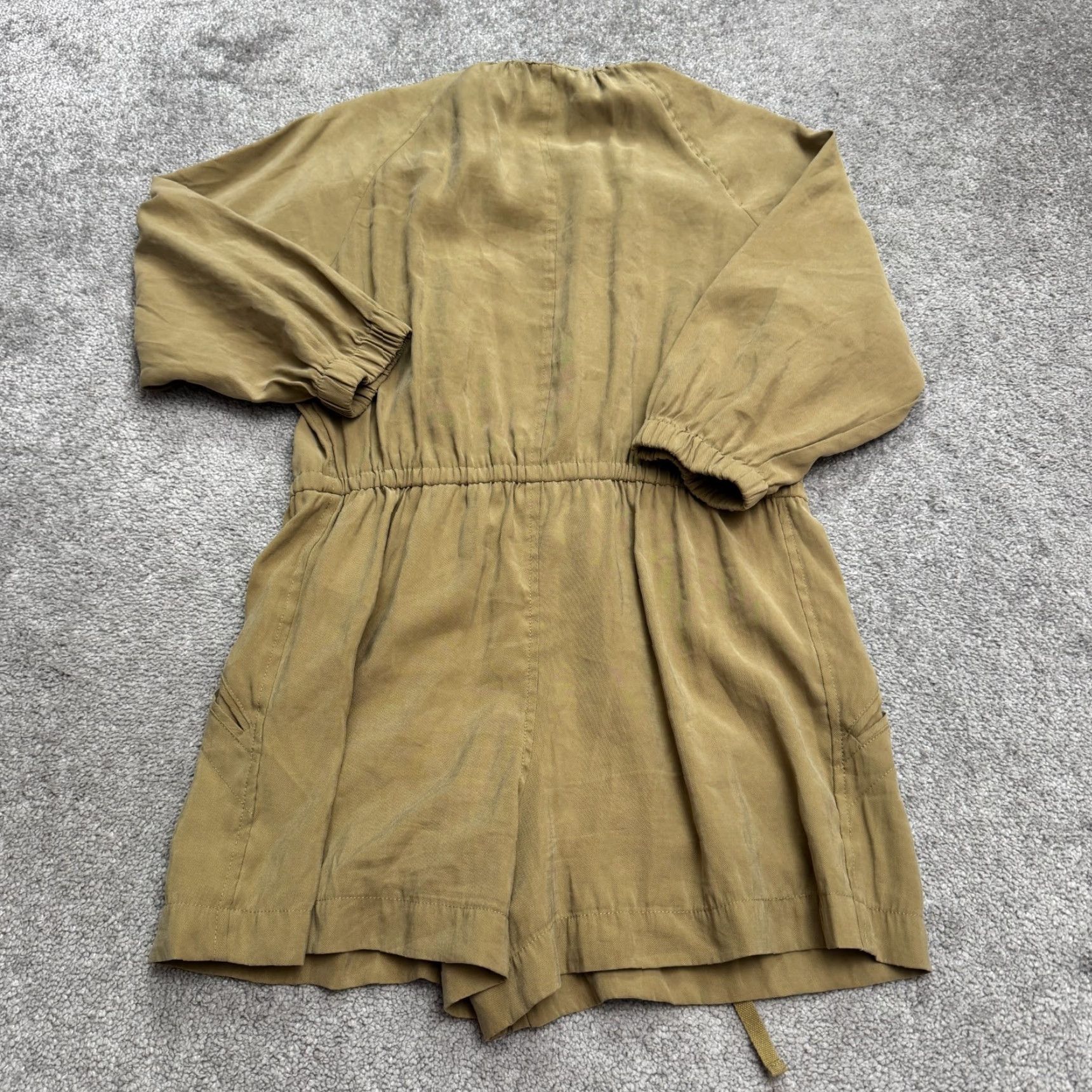 Urban Outfitters Urban Outfitters Romper Womens XS Green Zip Front Long Sleeve Elastic Waist Boho Size XS / US 0-2 / IT 36-38 - 3 Thumbnail