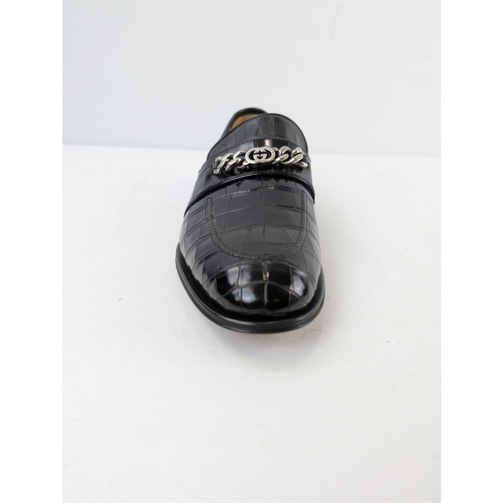 Gucci o1rshd1 Sukey Logo Crocodile Dress Loafers Shoe Boots Black Size US 11.5 / EU 44-45 - 12 Thumbnail