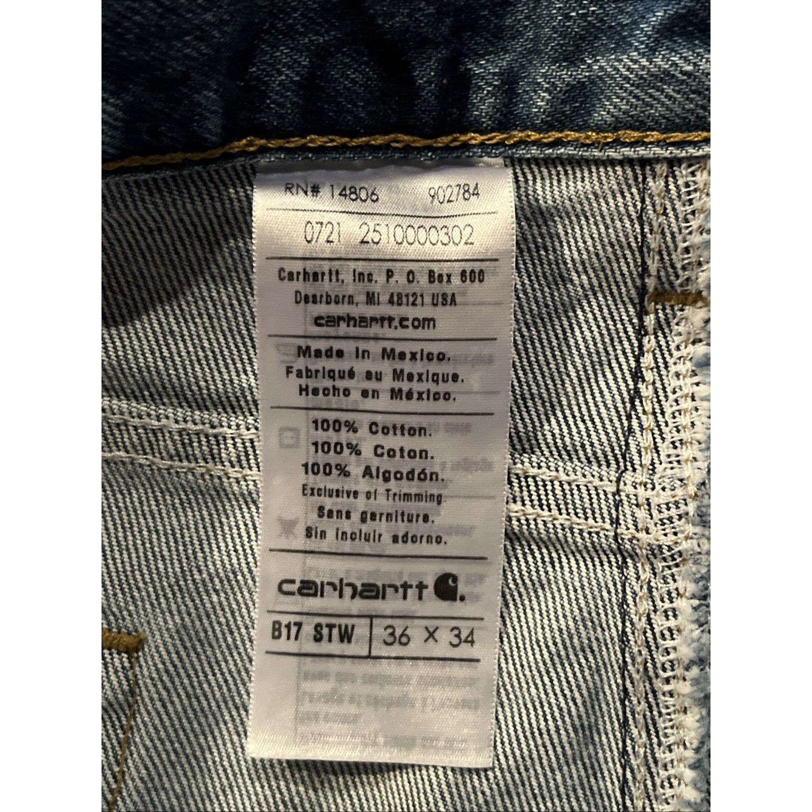 Carhartt Carhartt B17 Jeans Mens 36x34 Denim Med Wash Workwear Blue Size US 36 / EU 52 - 3 Thumbnail