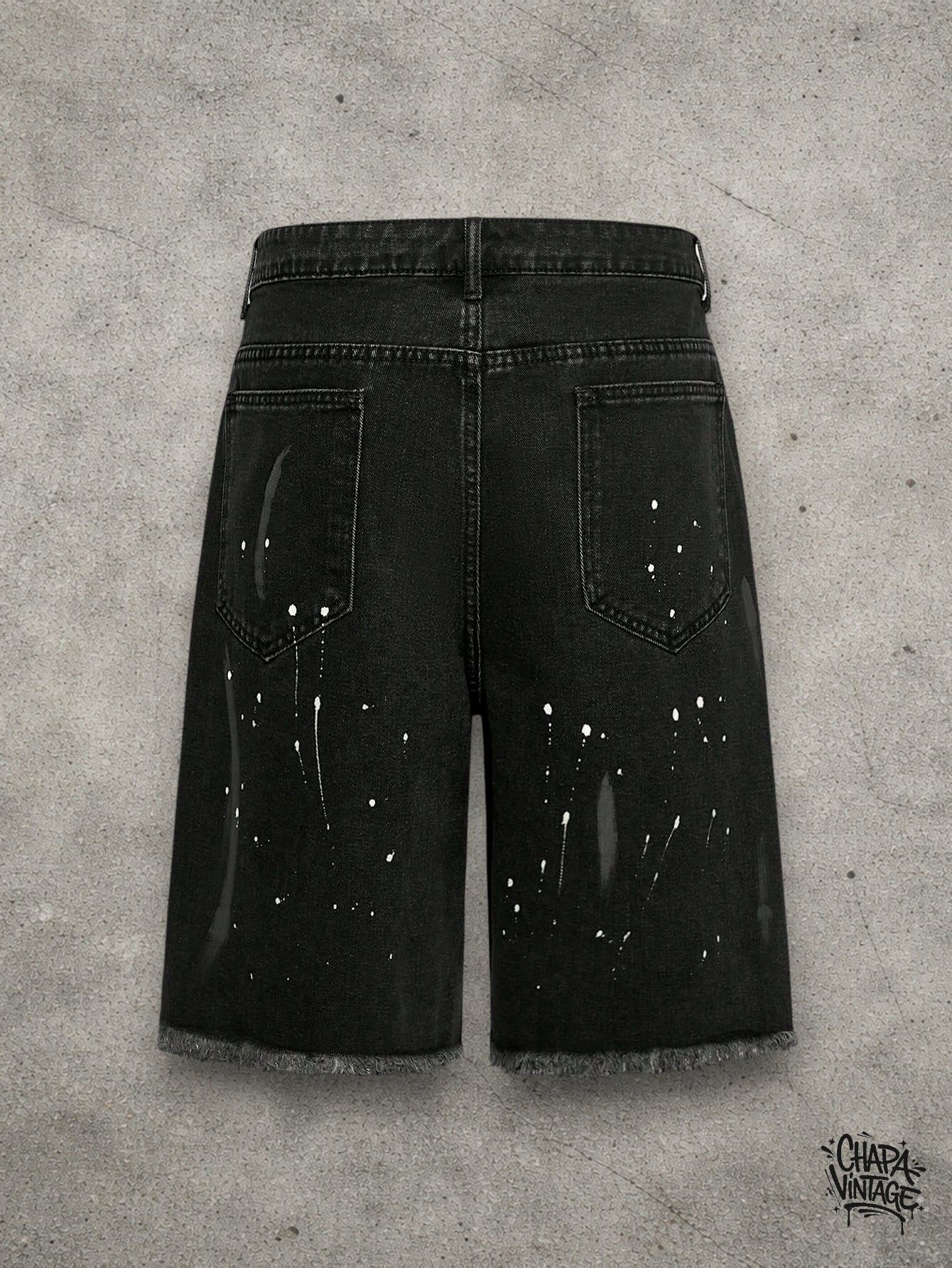 Japanese Brand Paint black denim shorts Size US 32 / EU 48 - 2 Thumbnail