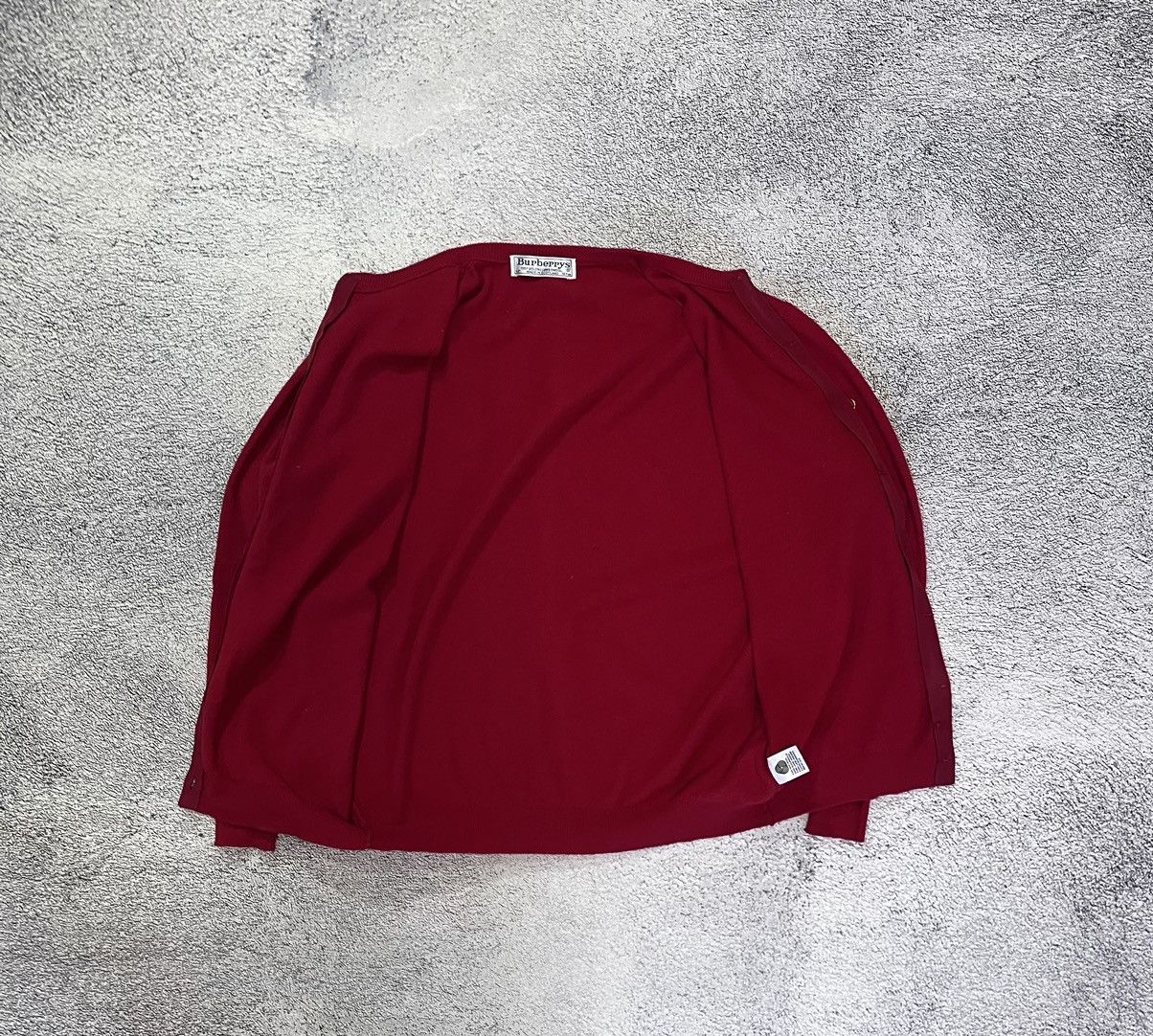 Burberry Burberrys Women Cardigan Red Wool Scotland Gold Logo Buttons Size L / US 10 / IT 46 - 9 Thumbnail