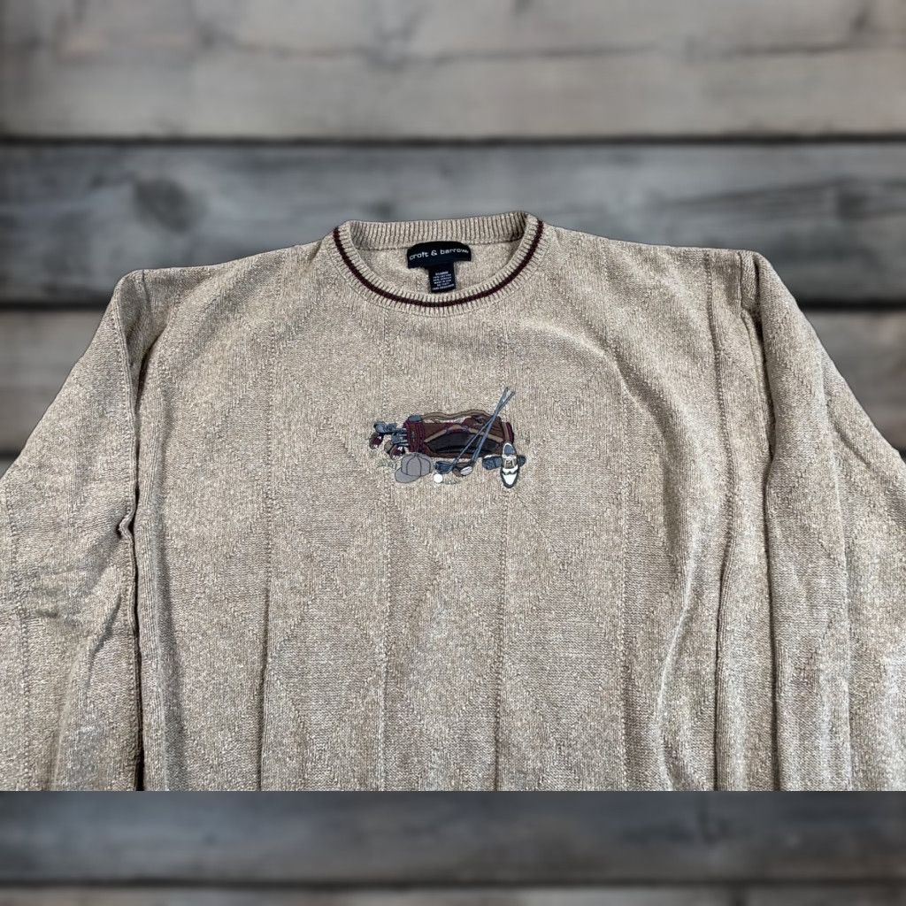 Vintage VINTAGE Golf Sweater Shirt Adult XL Beige Embroidered Front | Croft & Barrow USA Made Heavyweight Knit Pullover Mens Size US XL / EU 56 / 4 - 1 Thumbnail