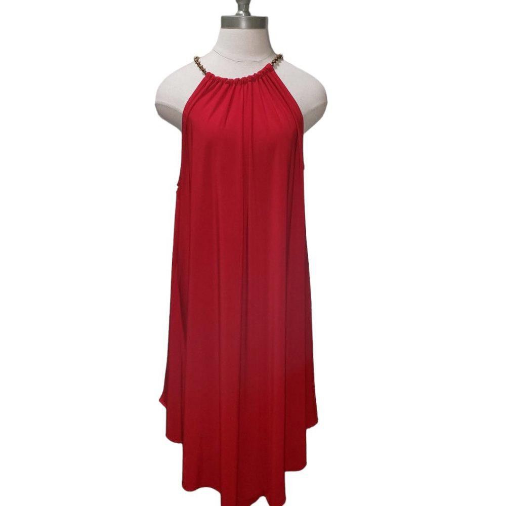 Designer CT481a Red Ladies Red Midi Sleeveless Dress L Size L / US 10 / IT 46 - 1 Thumbnail