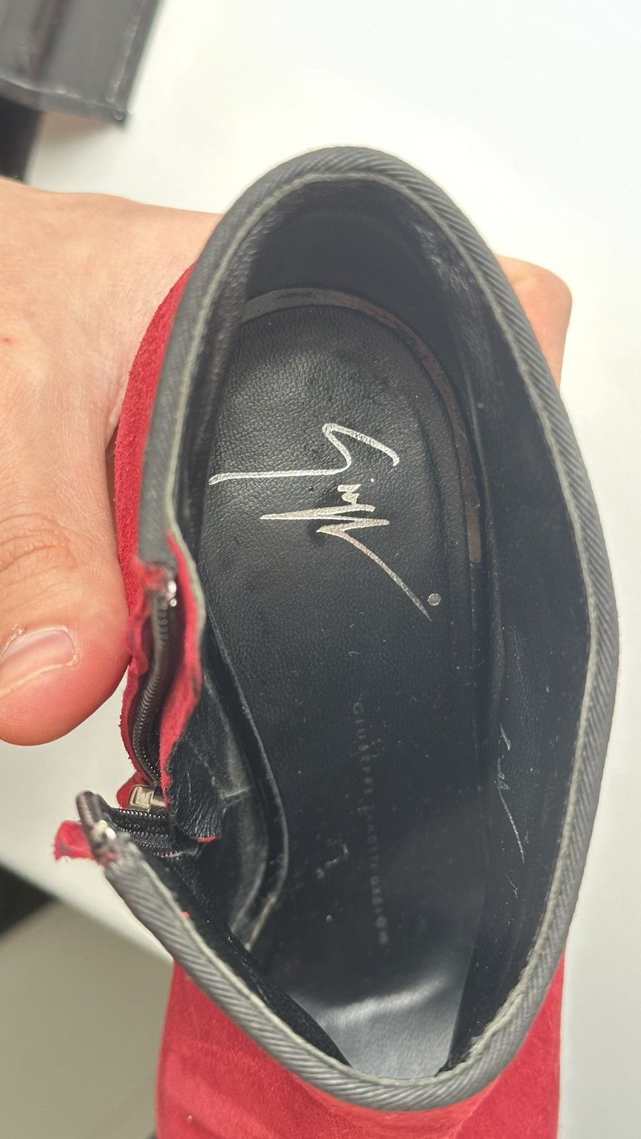 Giuseppe Zanotti Giuseppe Zanotti Red Suede High Heels Rhinestone Size 36.5 Size US 6.5 / IT 36.5 - 12 Thumbnail