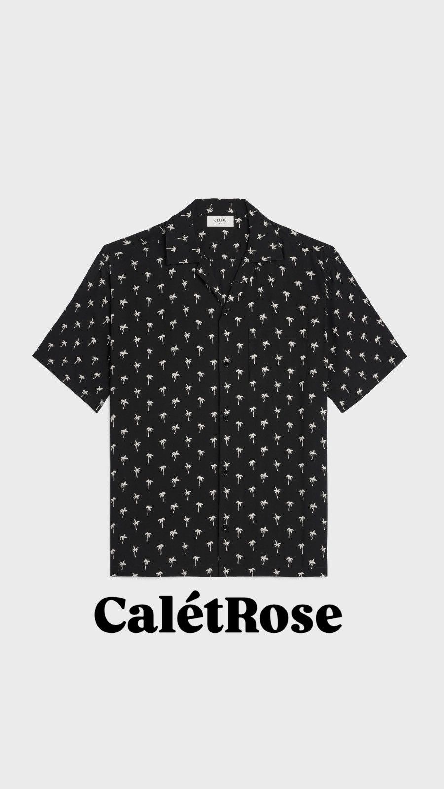Celine SS24 $1.15k 🤑 Celine Hedi palm tree Hawaiian Black shirt