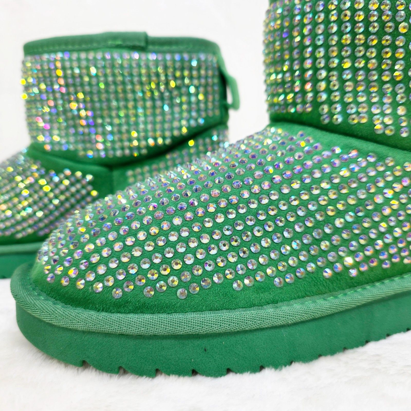 Other Twinkle Faux Fur Lined Slip On Winter Ankle Boots Green Irid Size US 8.5 / IT 38.5 - 6 Thumbnail