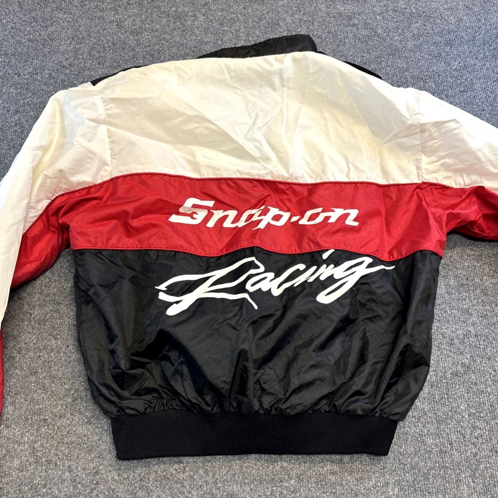 Vintage VINTAGE Swingster Windbreaker Jacket Racing Men L Red Black Mock Collar Snap On Nylon Size US L / EU 52-54 / 3 - 6 Thumbnail
