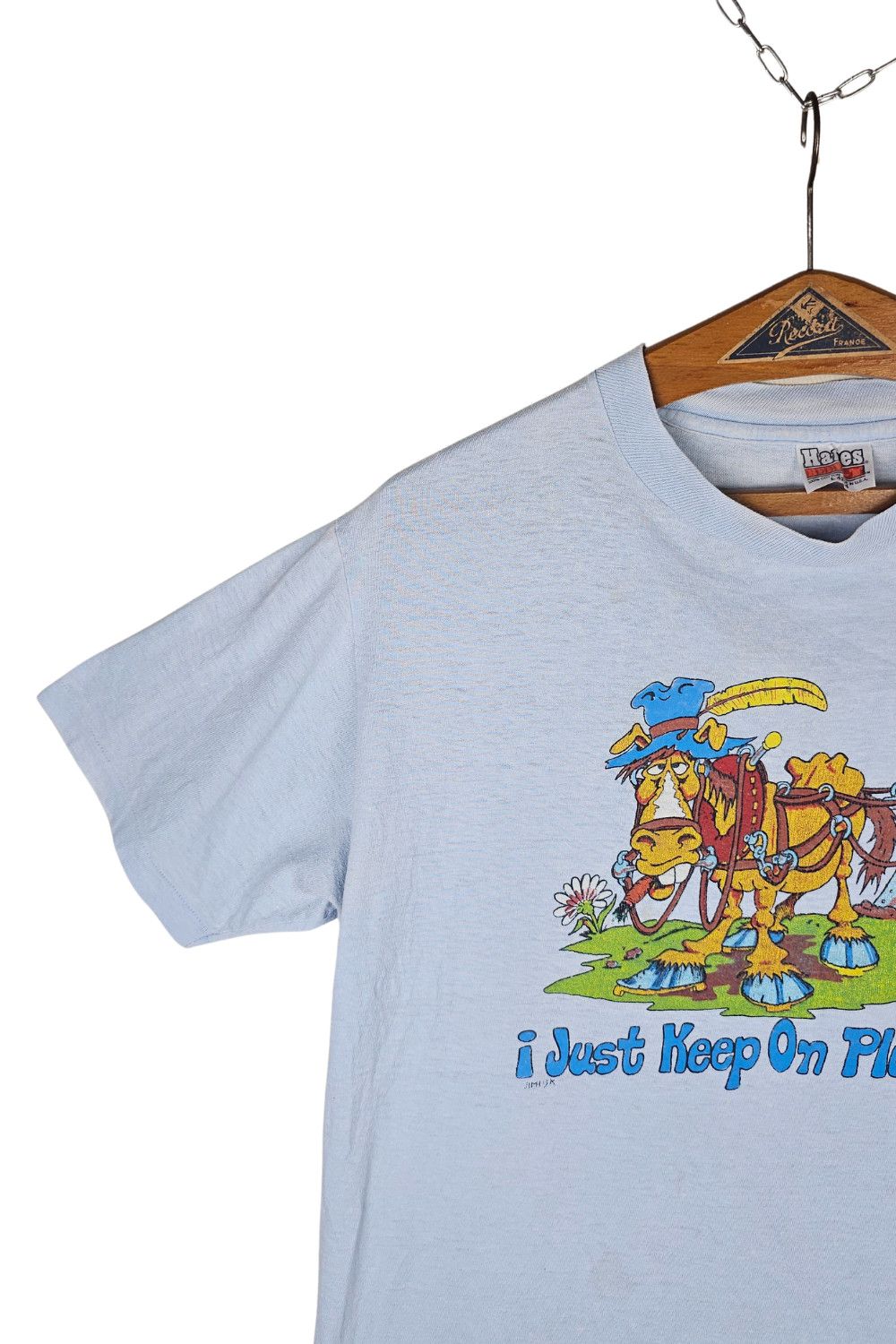 Hanes 1985 Hanes Beefy-T - “I Just Keep On Pluggin’” Size US L / EU 52-54 / 3 - 5 Thumbnail