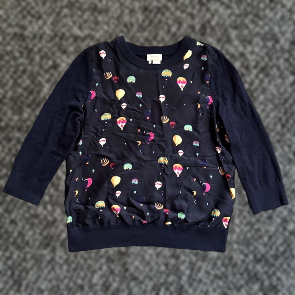 VINTAGE Kate Spade Sweater Women’s L Crew Neck Long Sleeve Silk Cashmere Blend Blue
