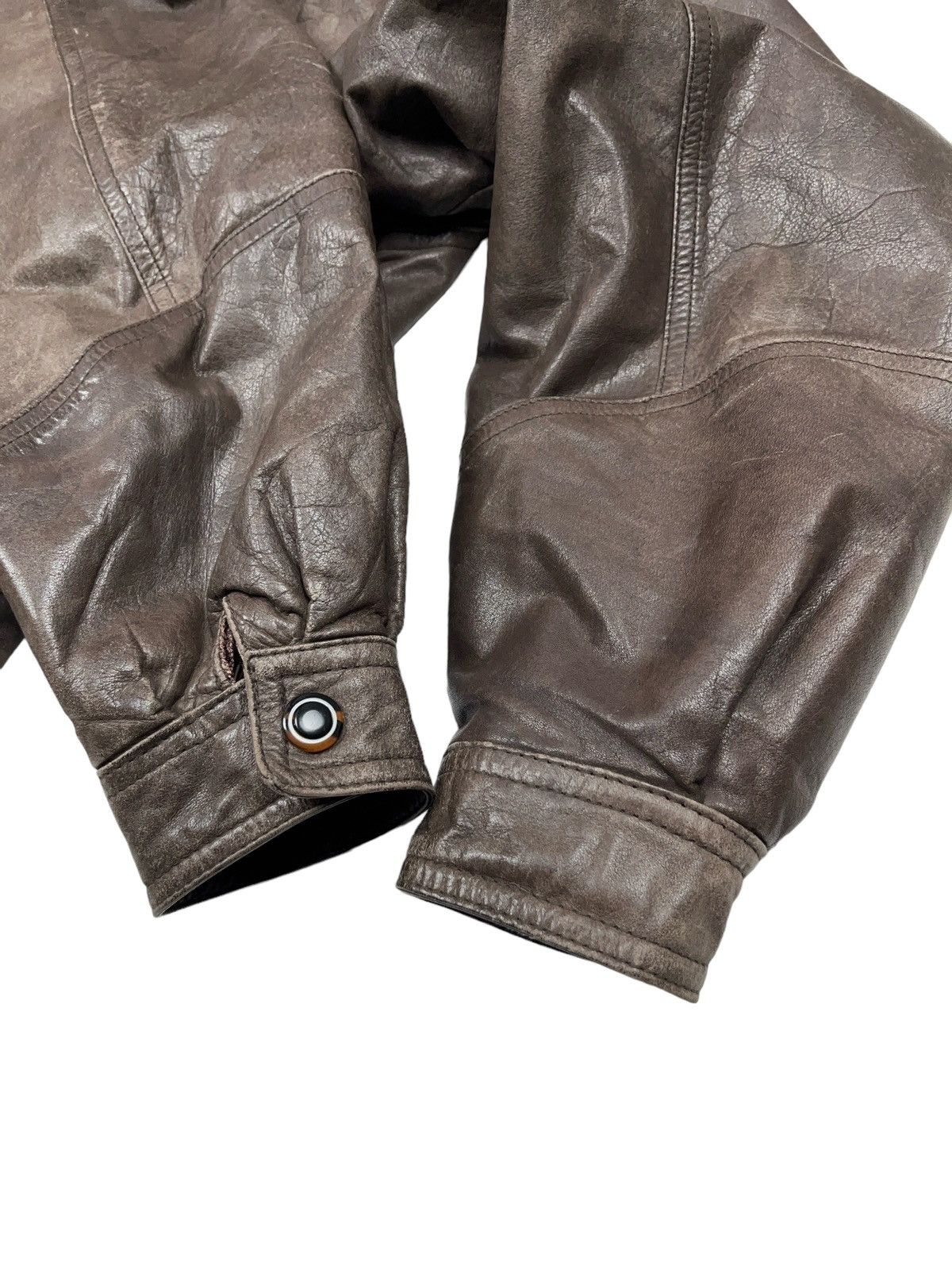 Other Vintage Archival Brown Leather Korean Jacket Avant Garde Size US L / EU 52-54 / 3 - 9 Thumbnail