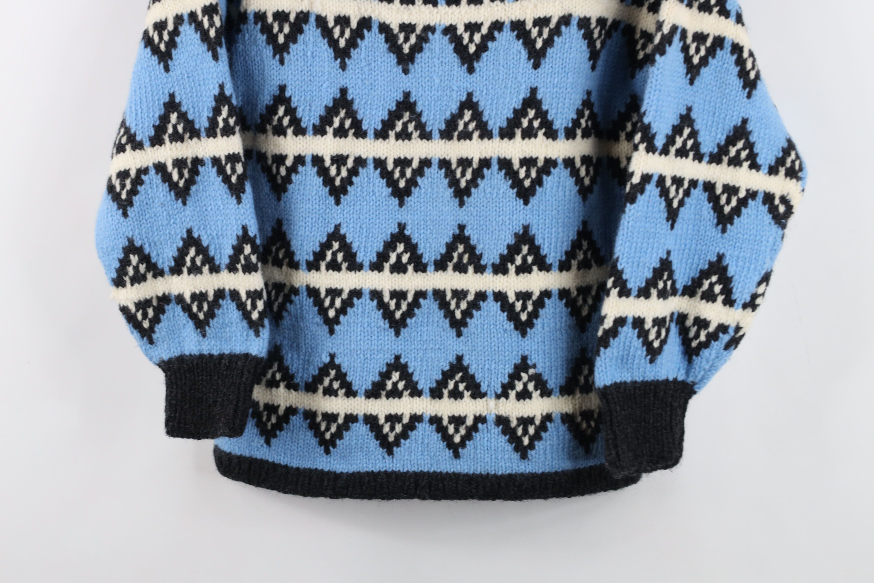 Vintage Vintage 50s 60s Rockabilly Wool Striped Diamond Knit Sweater Size XS / US 0-2 / IT 36-38 - 3 Thumbnail