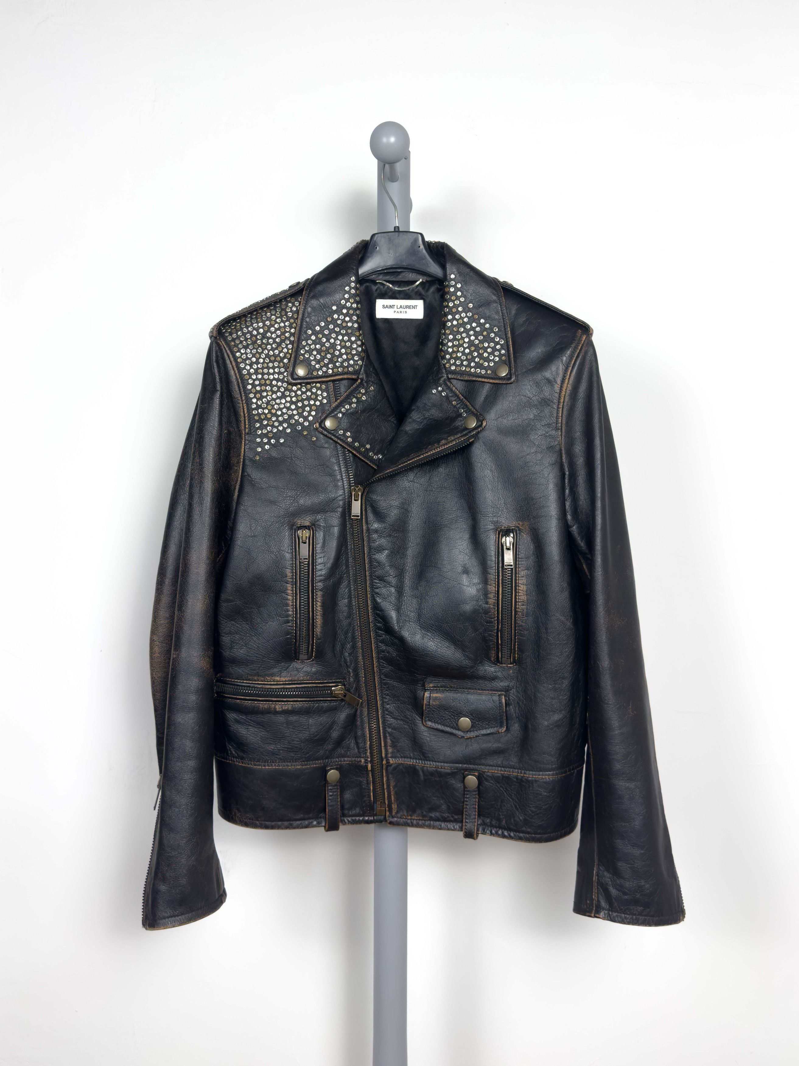 Saint Laurent Paris L01 Studded Leather Jacket | Grailed