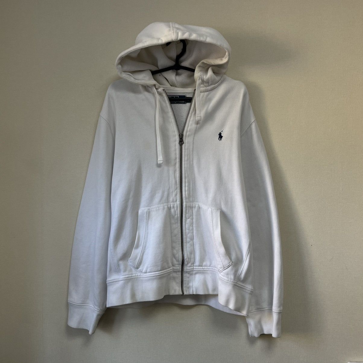 Polo Ralph Lauren Vintage Polo Ralph Lauren Zip Hoodie White Jumper Size US L / EU 52-54 / 3 - 1 Thumbnail