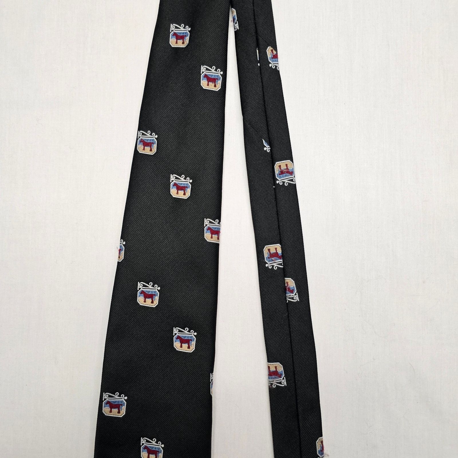 Sears Vintage Horse Tie Sears arc de tricmphe Mens Black Necktie Size ONE SIZE - 3 Thumbnail